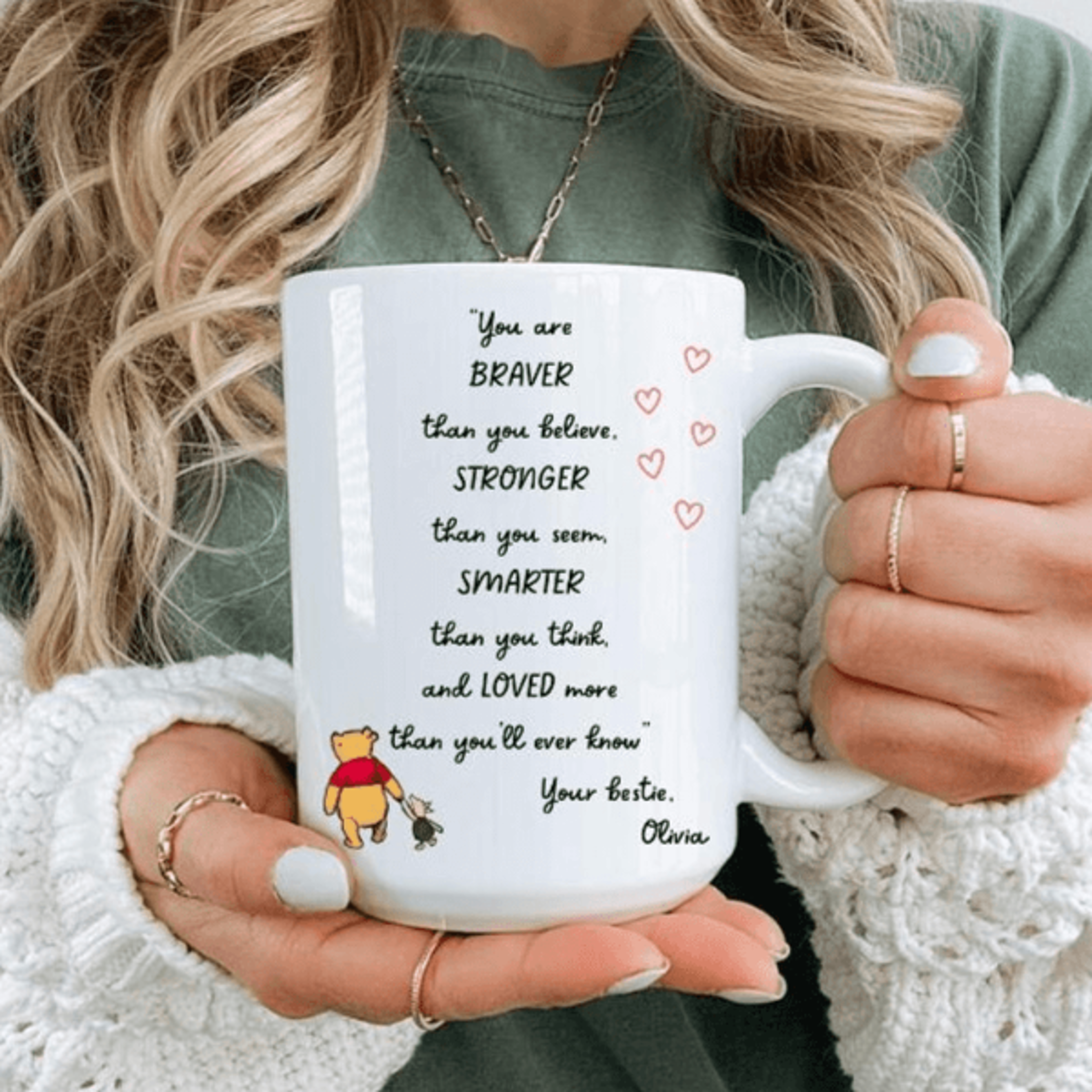 personalized winnie the pooh friendship mug – custom bestie coffee cup gift with inspirational quote