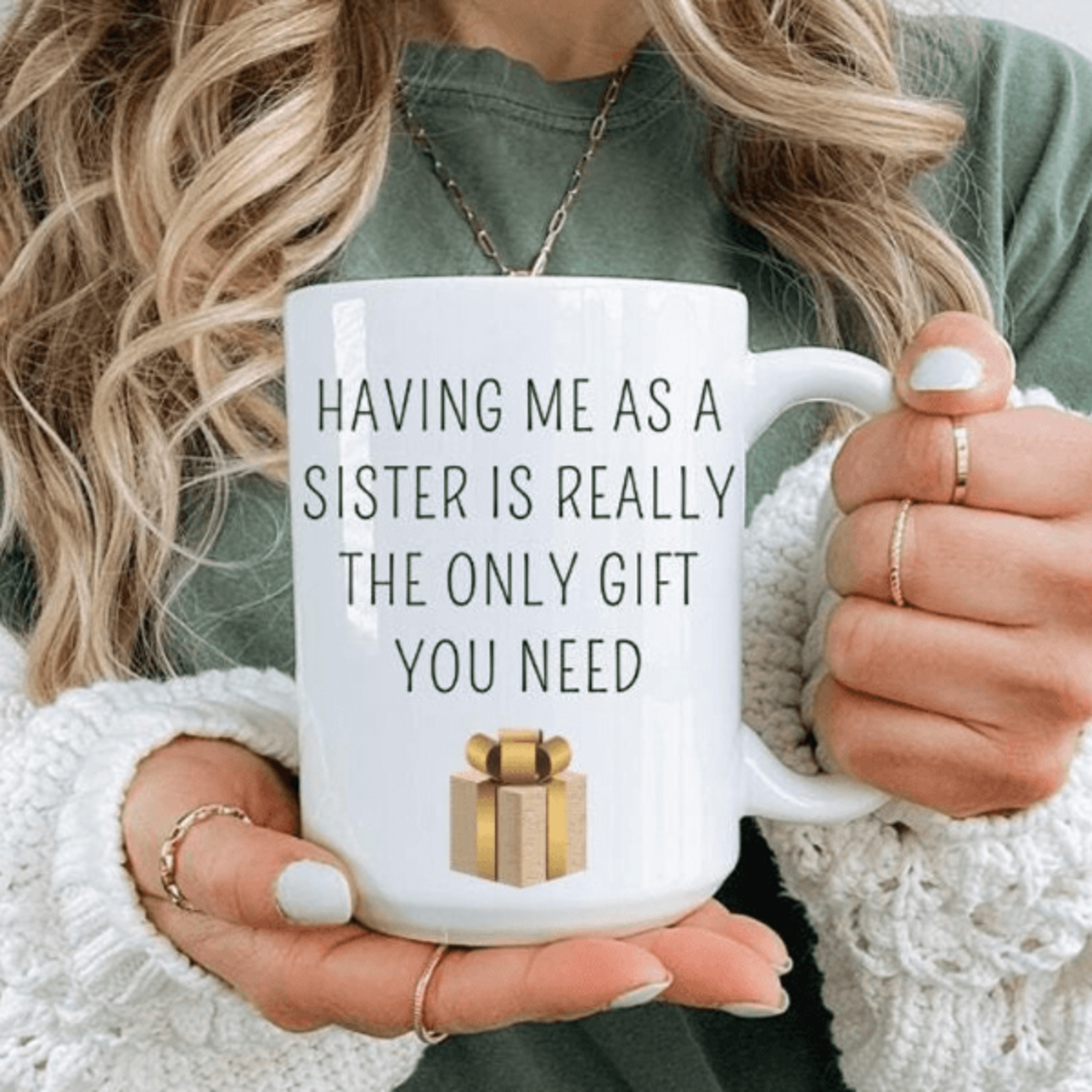 funny sister mug – sarcastic coffee cup gift for sisters with color accent options