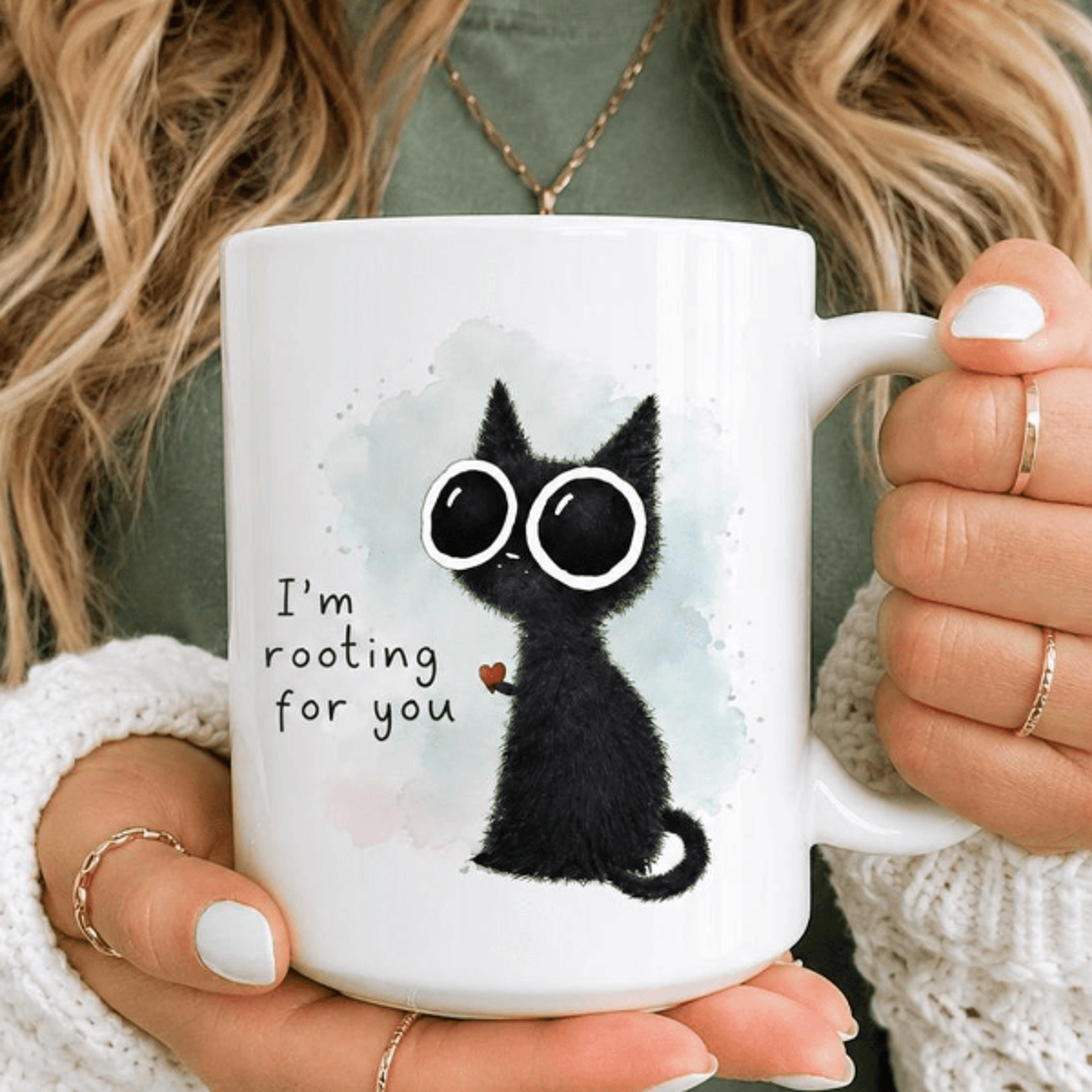 i'm rooting for you black cat mug – encouragement gift coffee cup for friends and loved ones