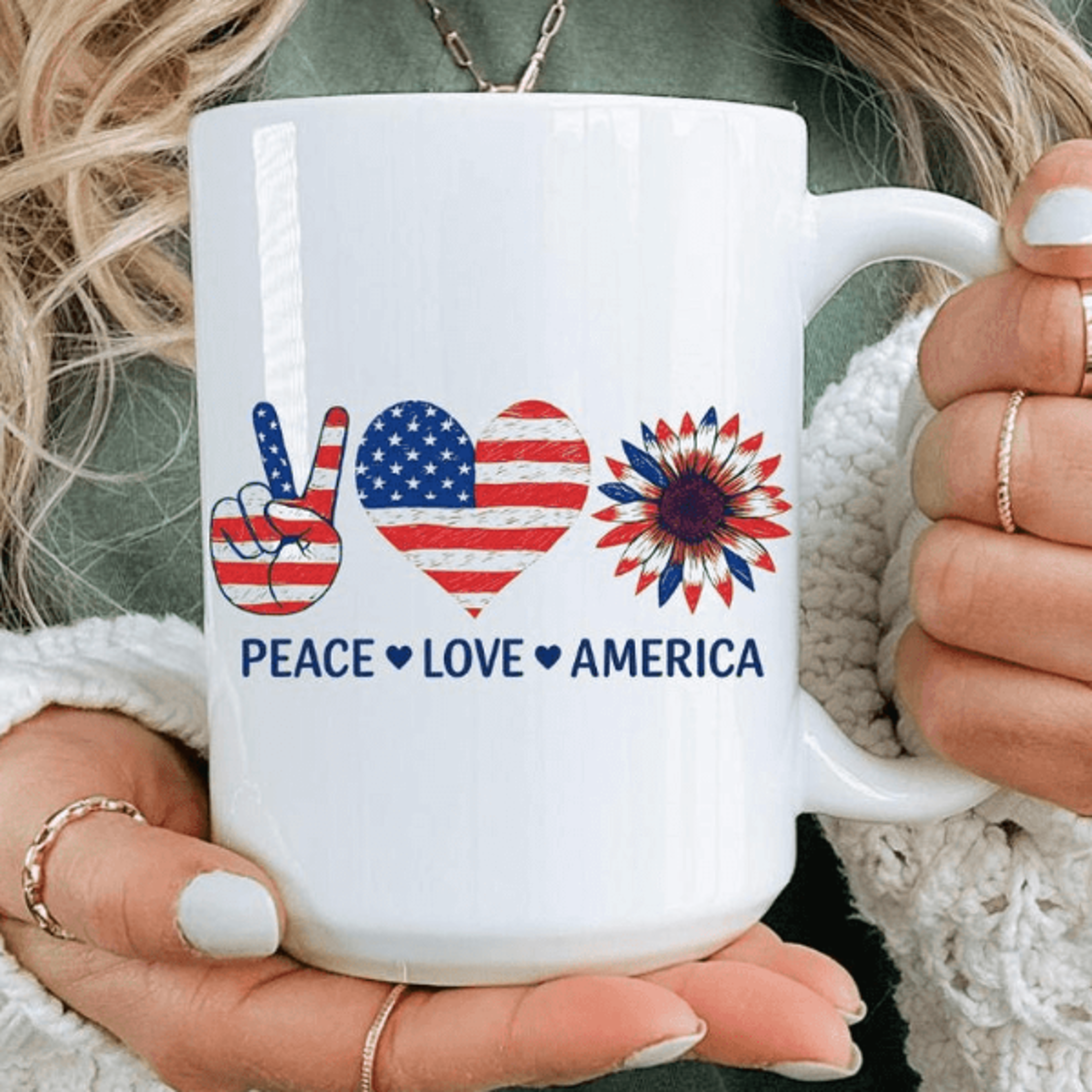 patriotic peace love america mug – usa flag coffee cup for 4th of july celebrations