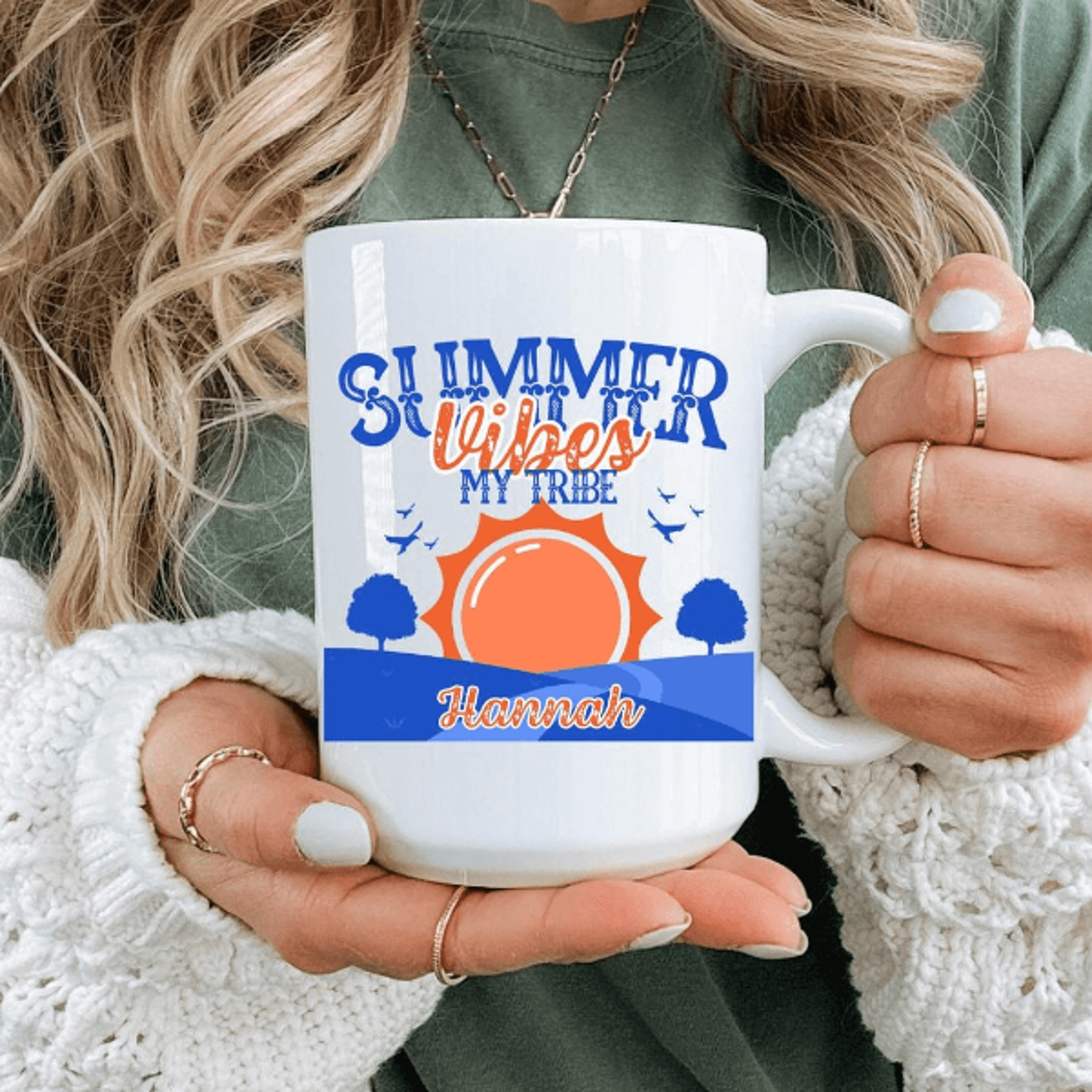 personalized summer vibes mug – custom beach coffee cup for vacation lovers and coastal decor