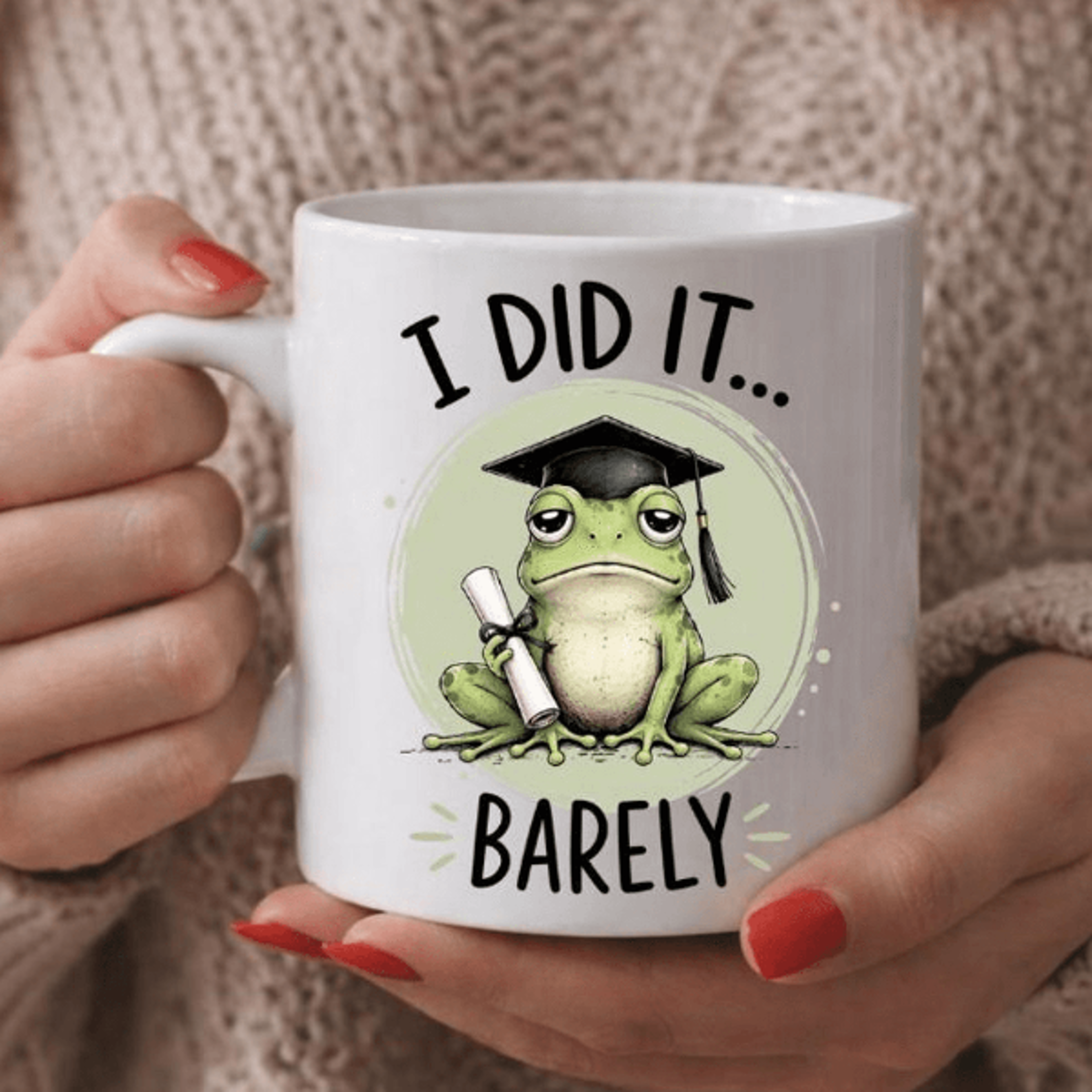 funny graduation frog mug class of 2026 | i did it barely coffee mug graduation gift