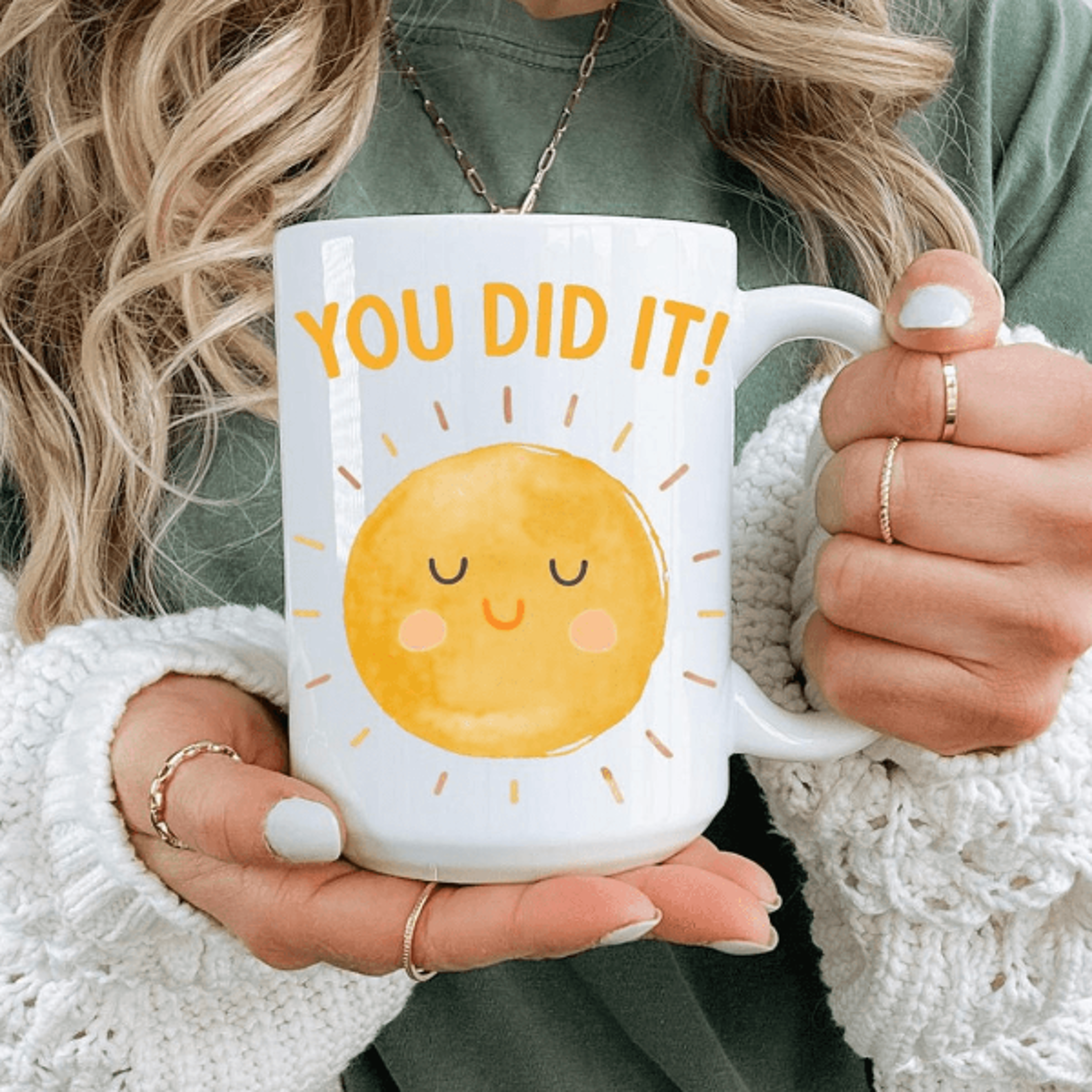 you did it sunshine coffee mug | motivational positive vibes gift for encouragement and success