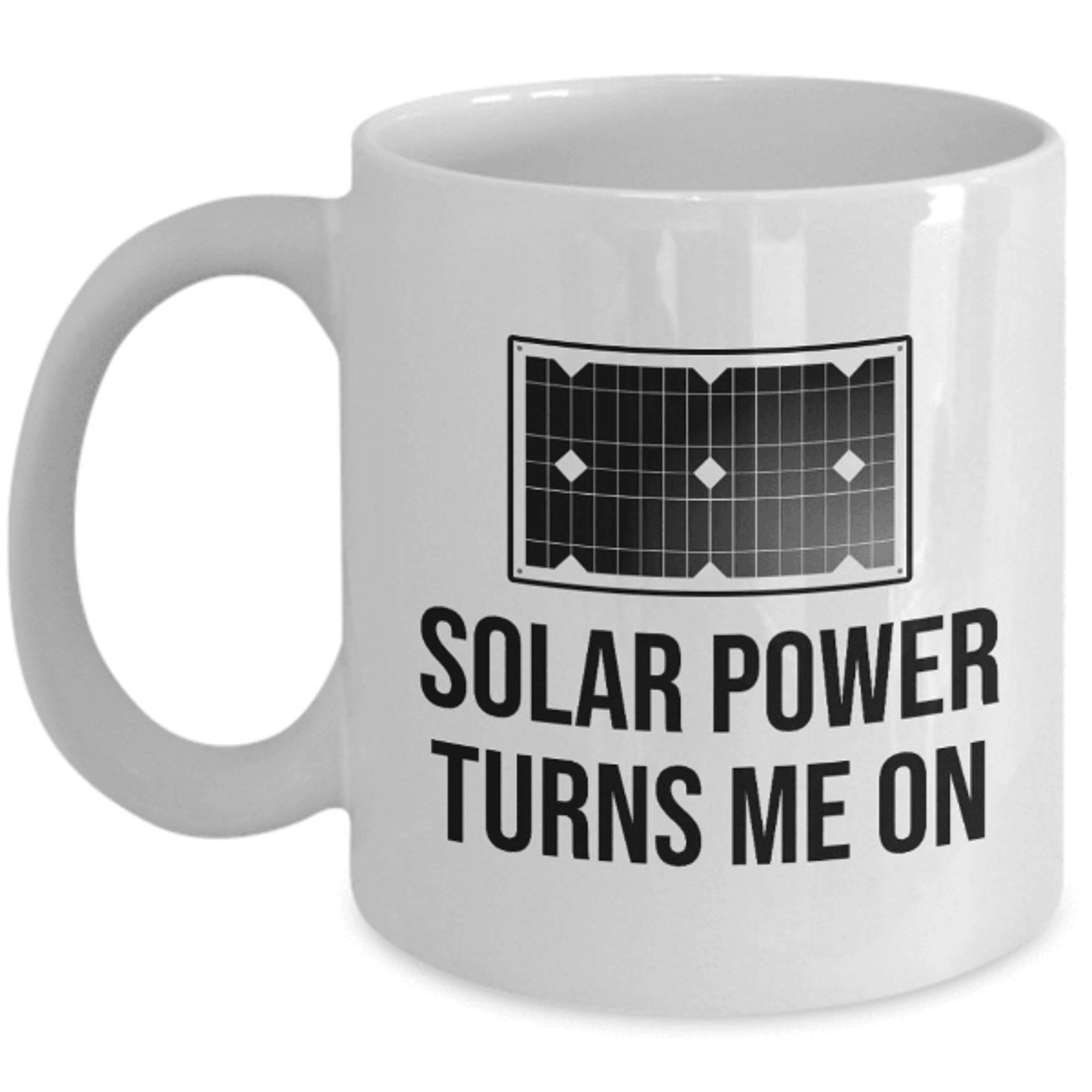 solar power turns me on mug – funny solar energy gift for renewable energy enthusiasts