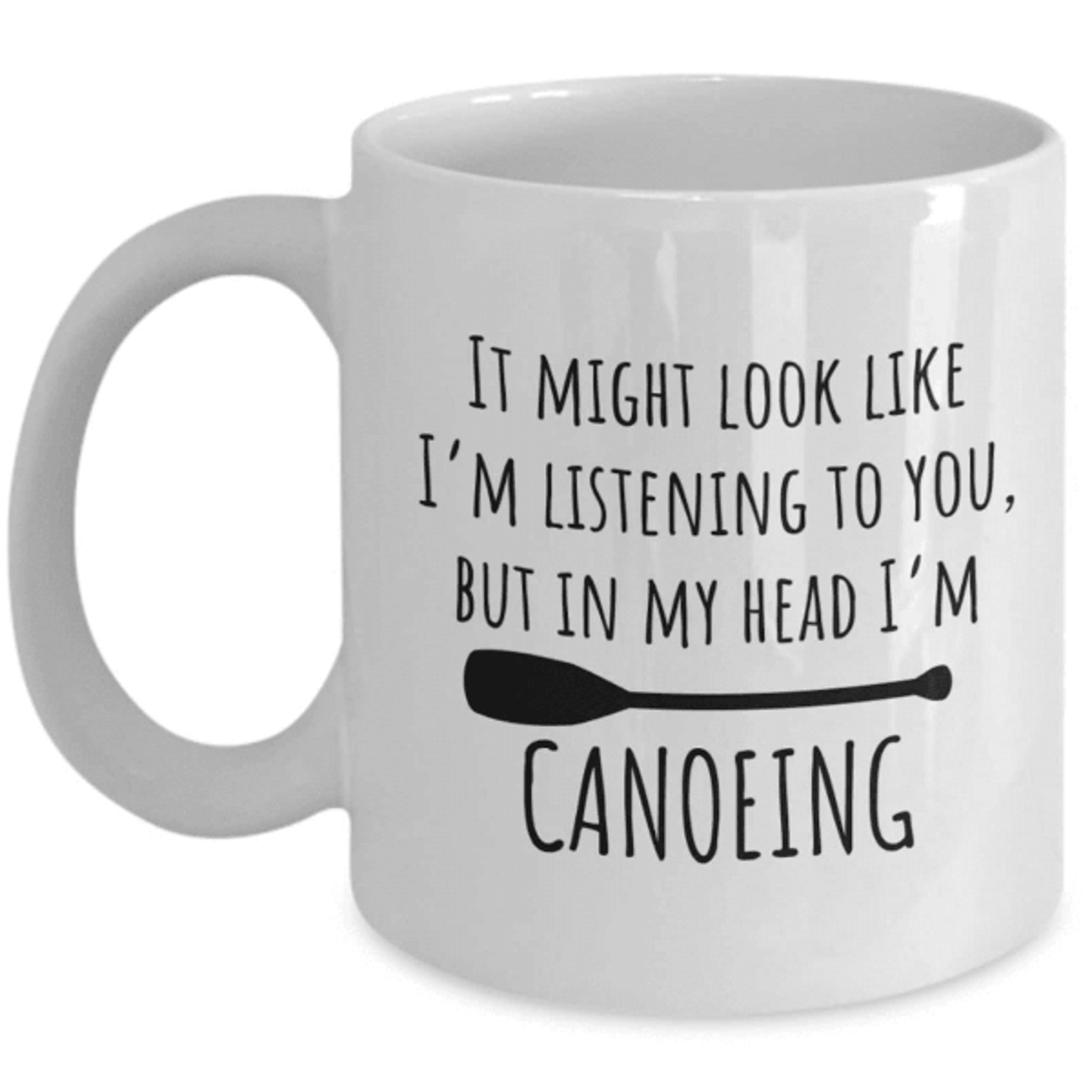 in my head i'm canoeing mug – funny canoeist coffee gift for paddling enthusiasts