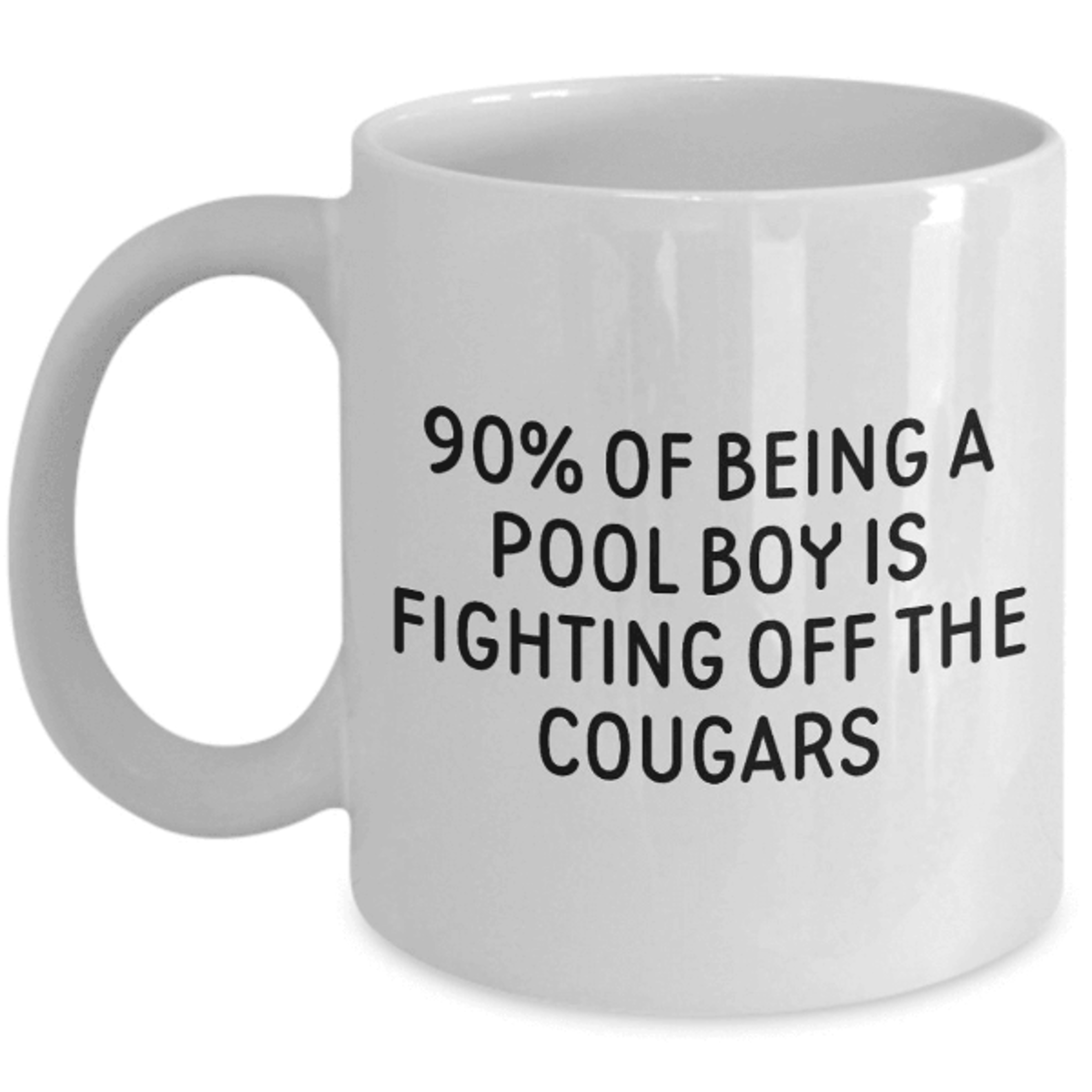 fighting off the cougars mug – funny pool boy coffee gift for pool professionals