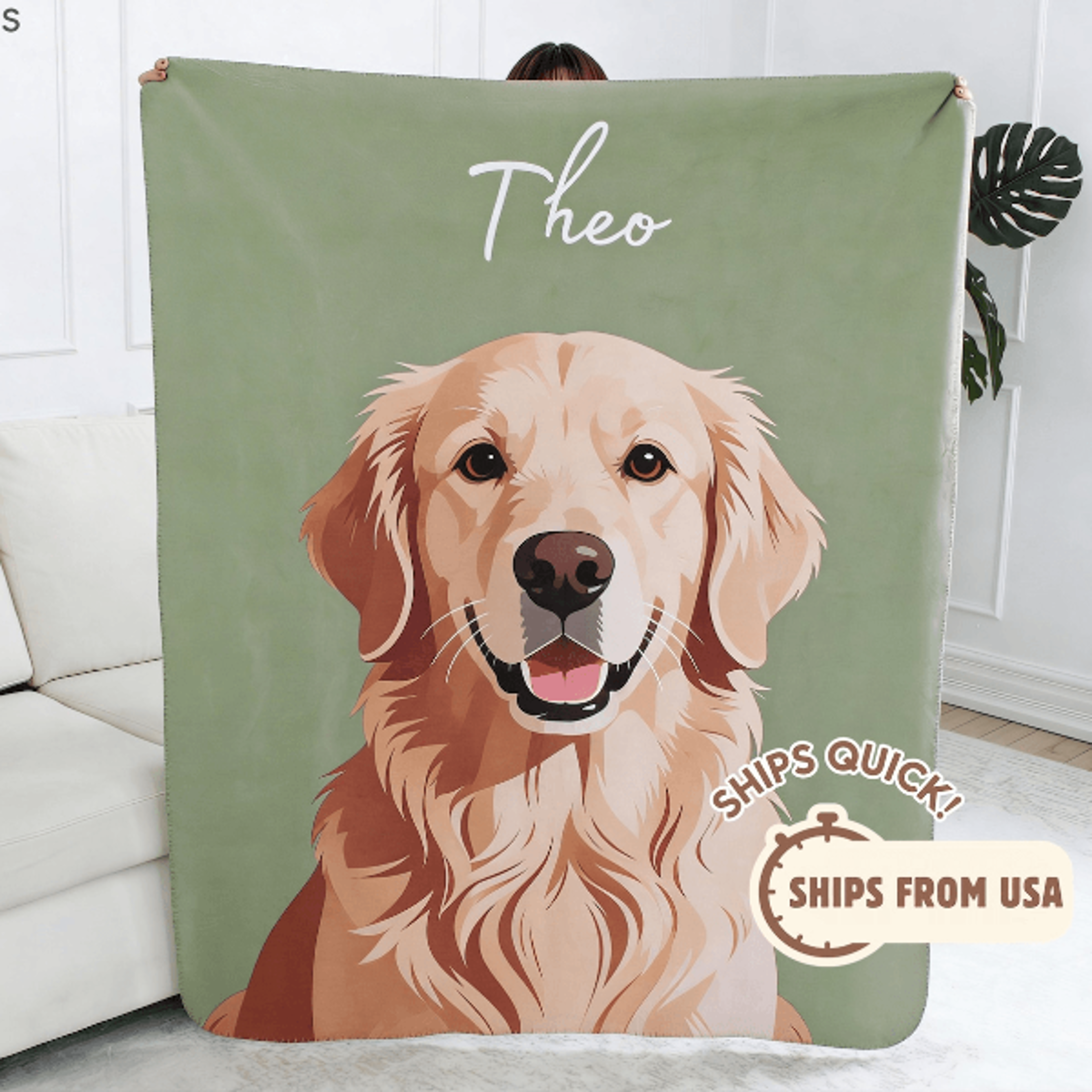 personalized pet photo blanket with name custom dog and cat portrait keepsake gift