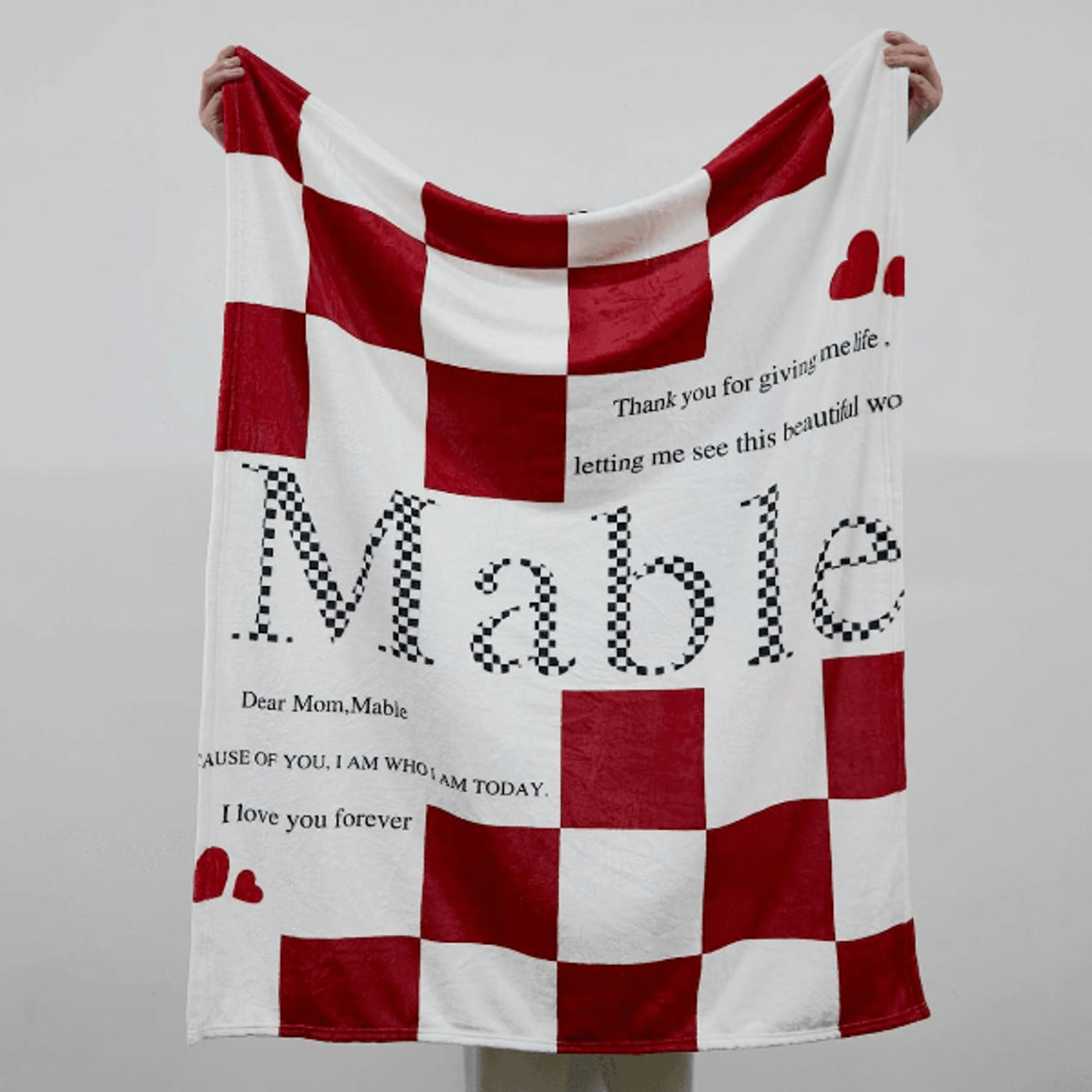 personalized mom blanket with custom names cozy check flannel throw mother's day gift