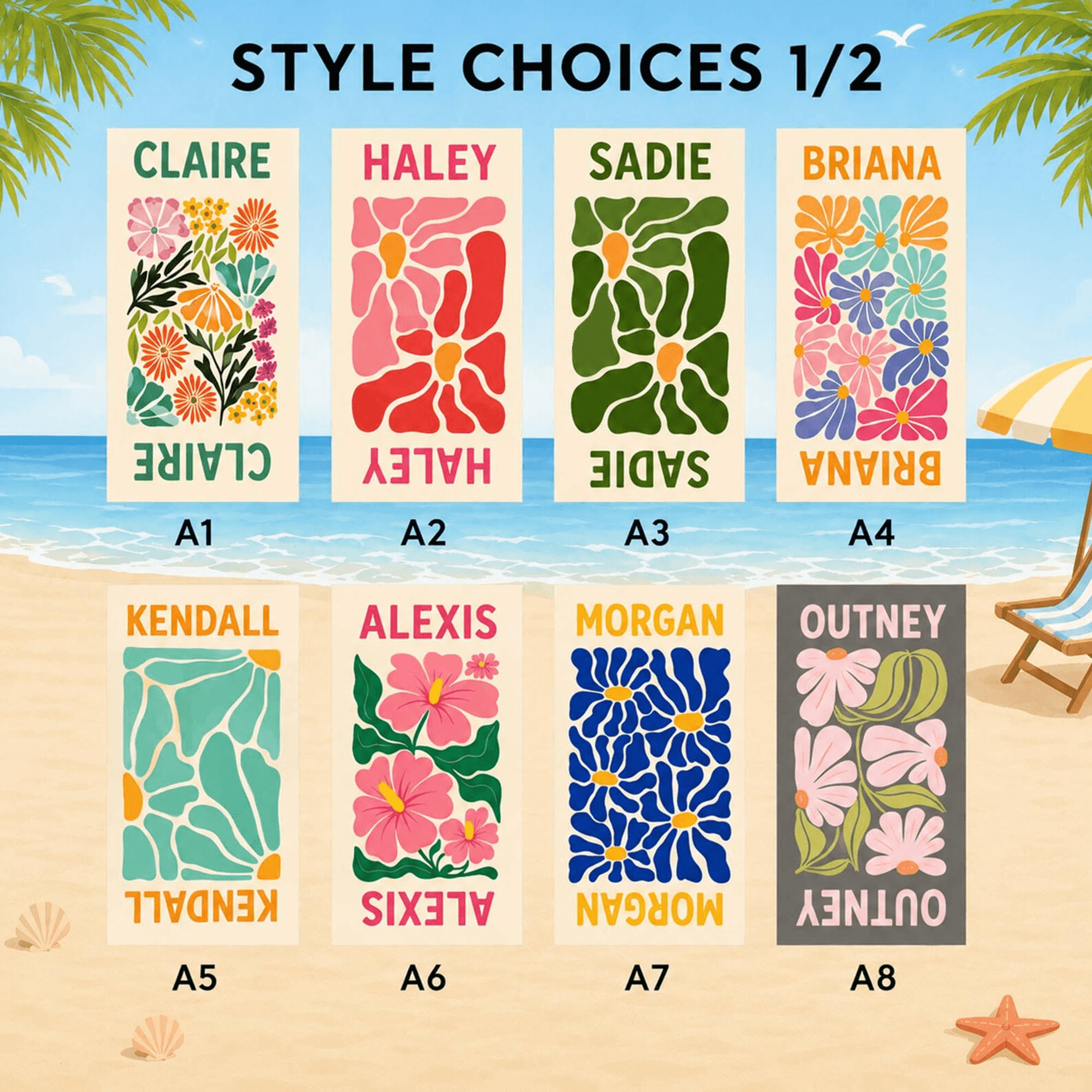 Retro Flower Personalized Beach Towel With Name  Custom Pool Towel For Girls Vacations  Summer Fun 1
