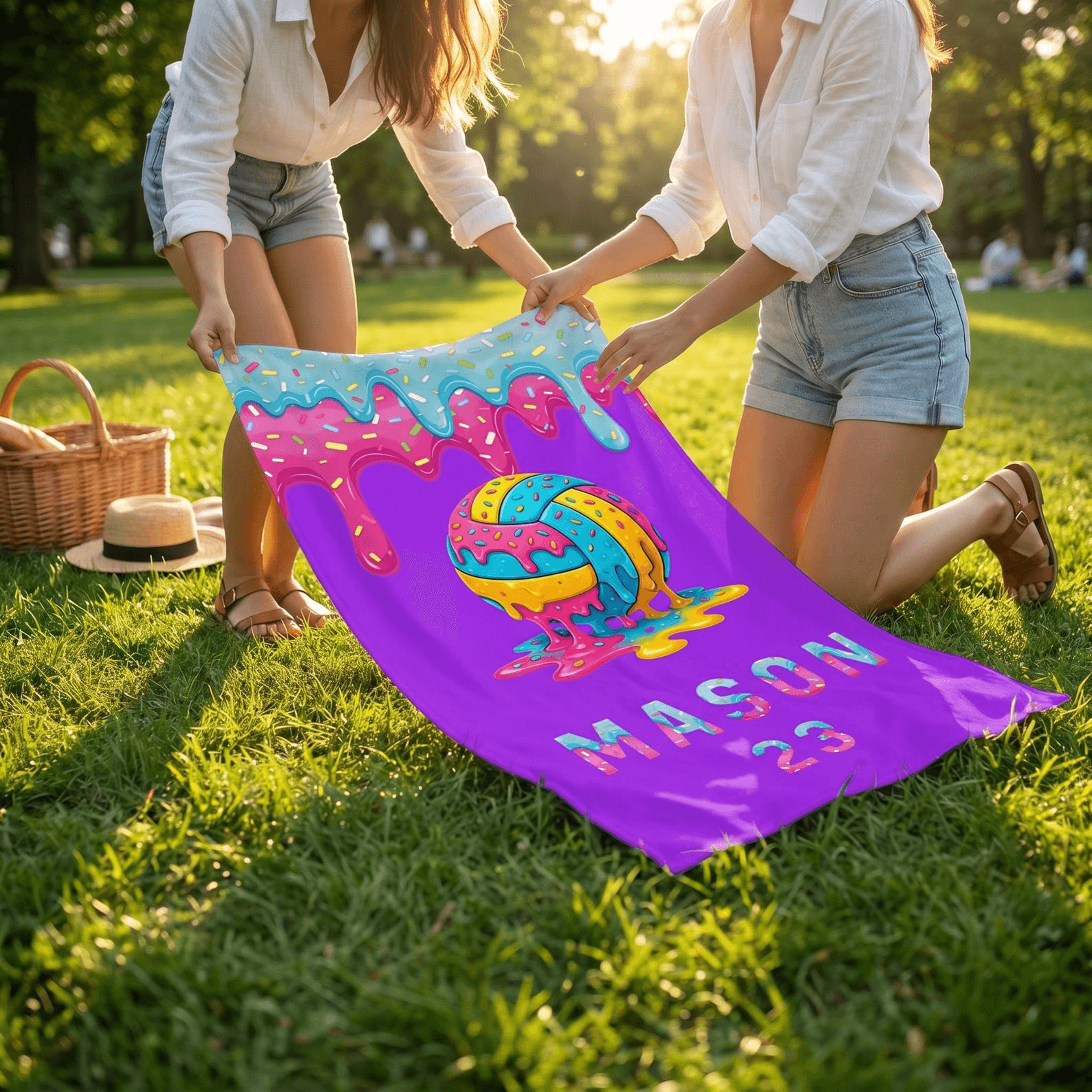 Custom Ice Cream Volleyball Beach Towel Personalized Quick Dry Vacation Gift 1