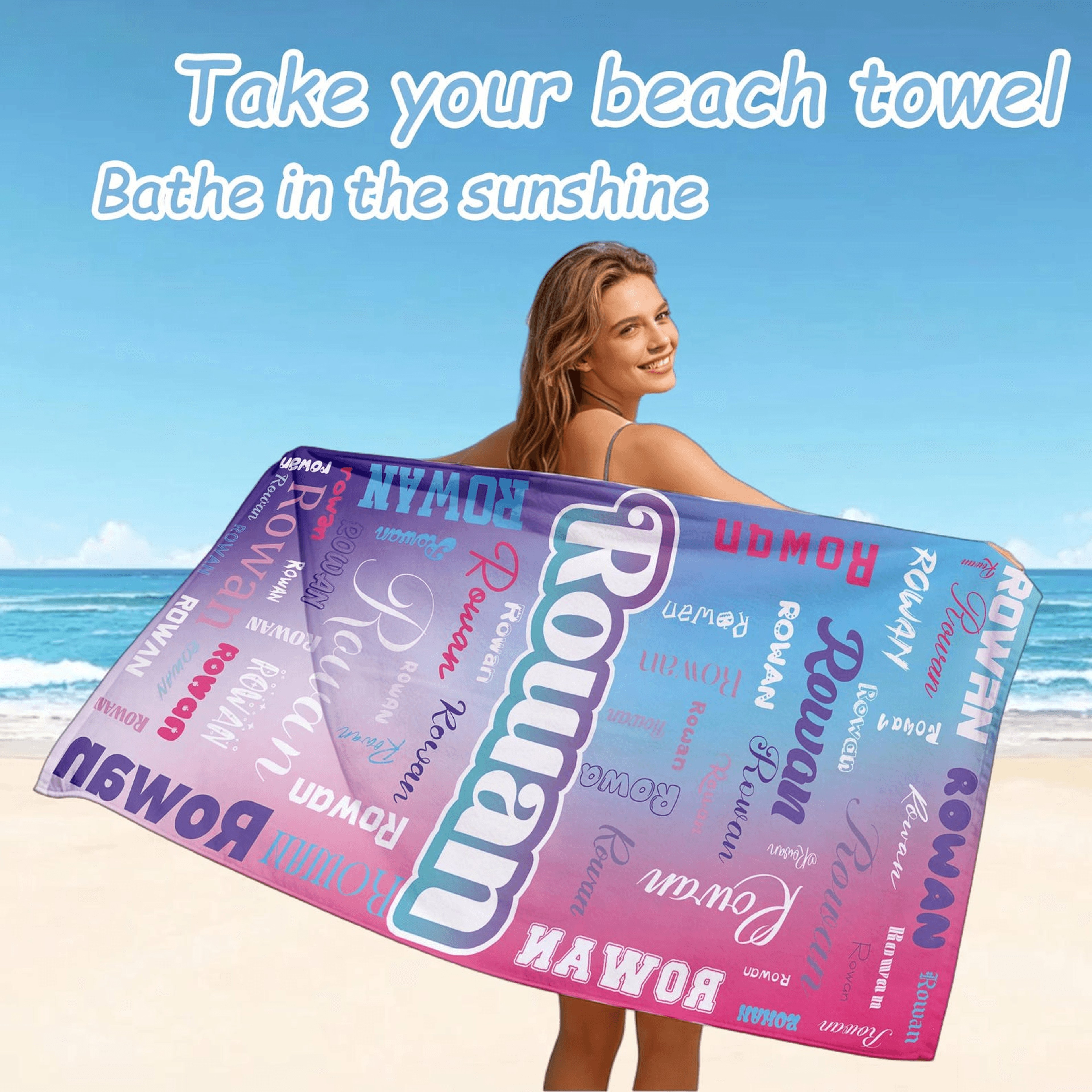 Personalized Name Beach Towel Custom Vacation Gift For Beach And Pool Lovers 2