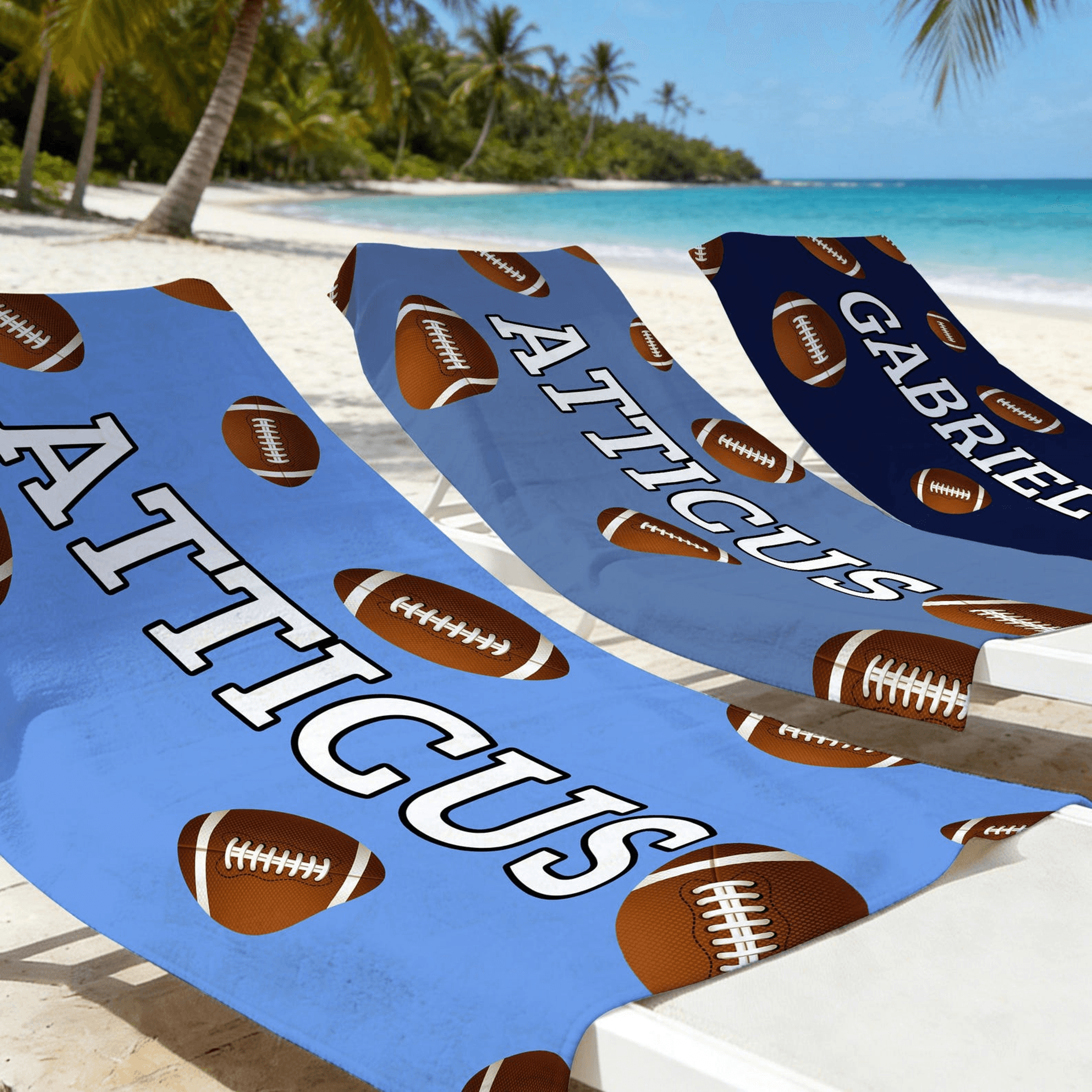 Personalized American Football Beach Towel With Custom Name  Perfect For Young Athletes And Sports  1