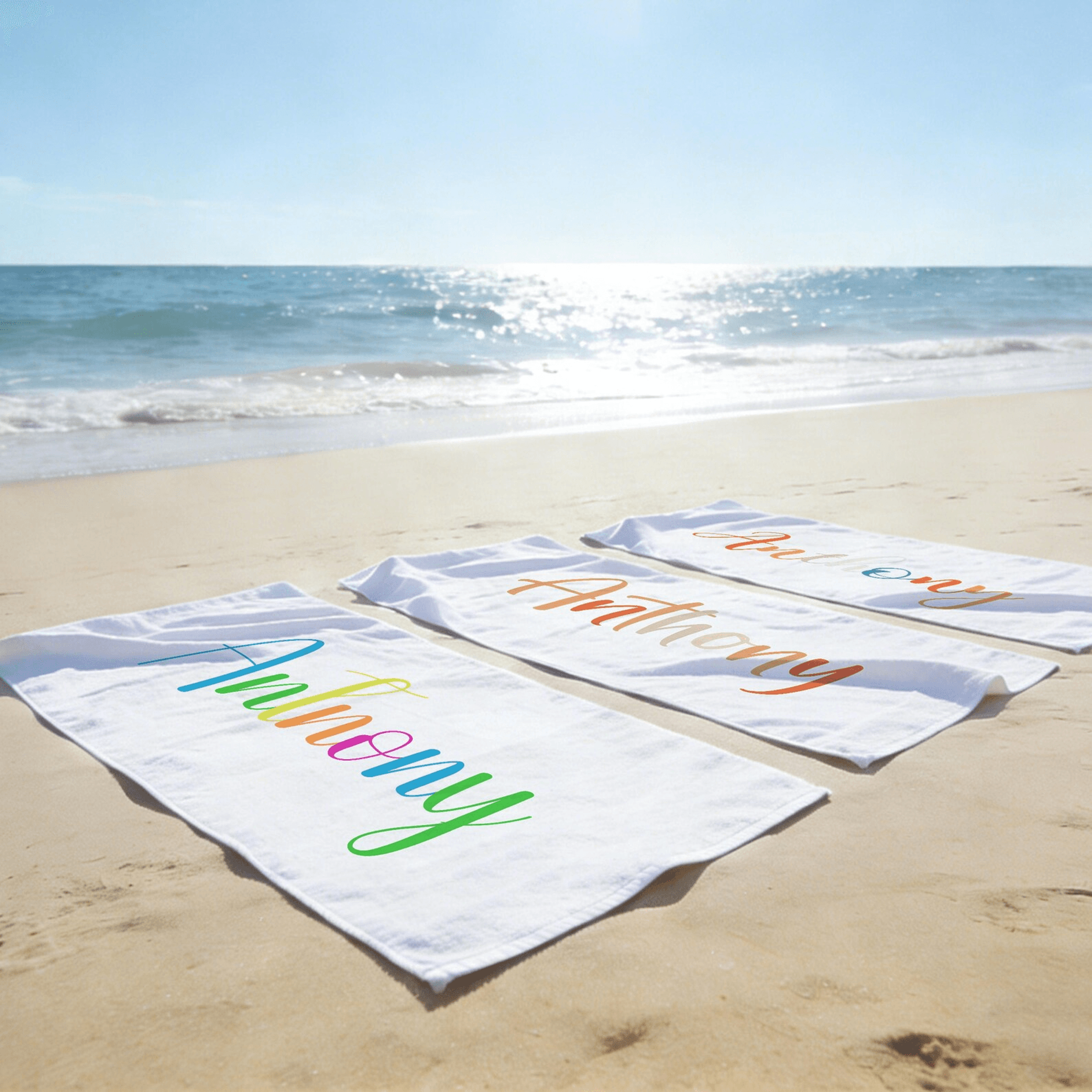 Personalized Colorful Name Beach TowelCustom Initial Name Summer Vacation GiftBirthday Party Gifts  1