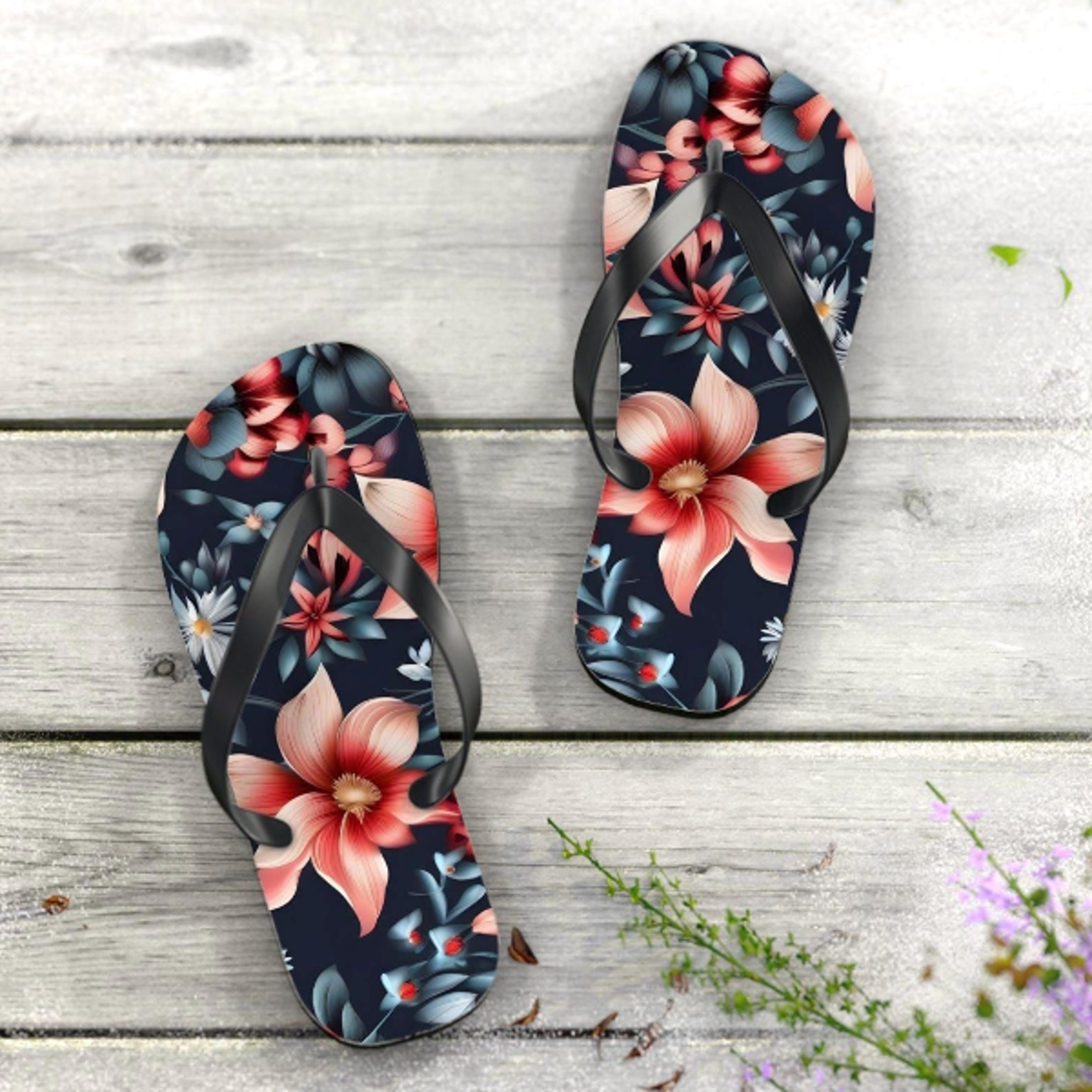floral print flip flops | floral flip flops | unisex summer beach sandals with flower design