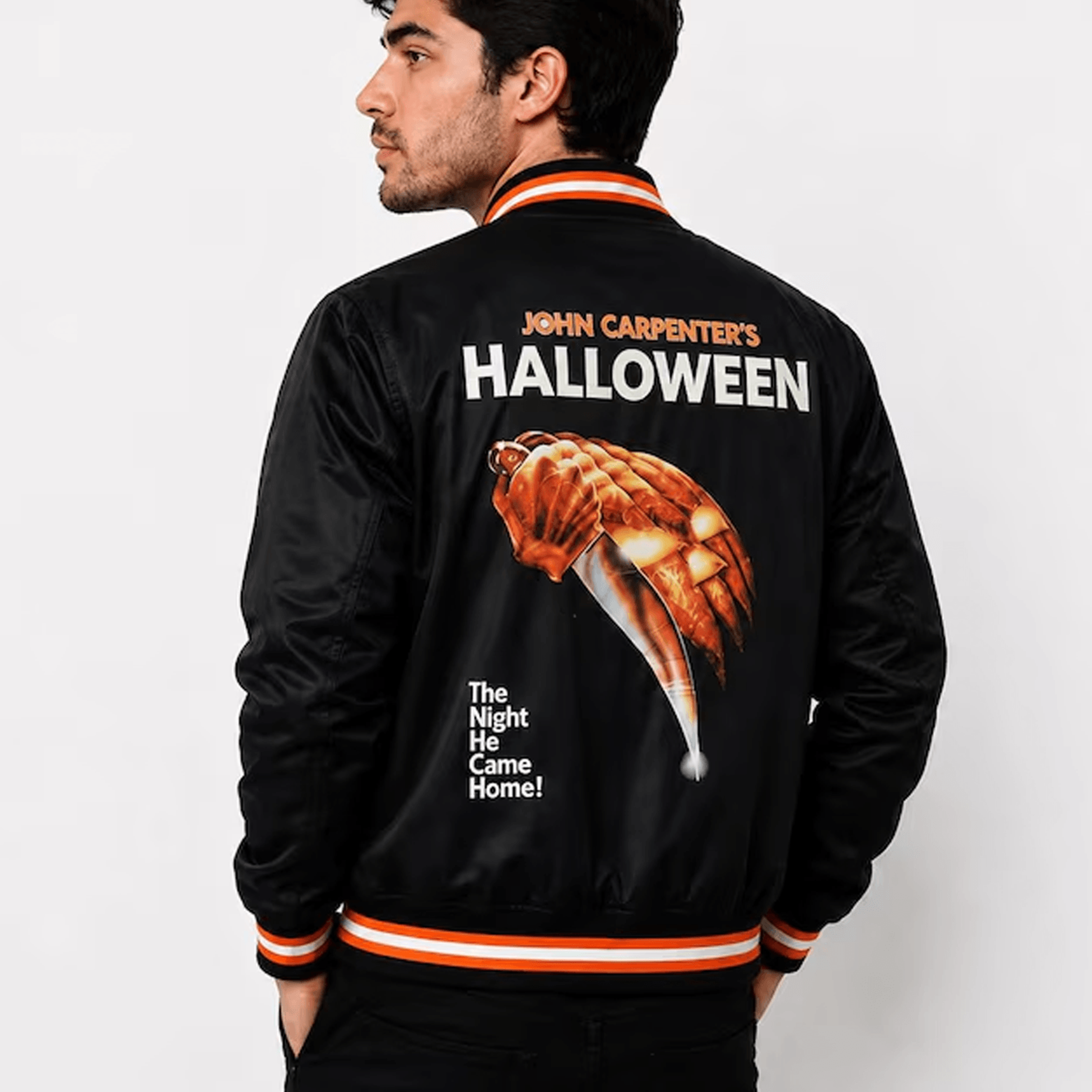 Unisex Halloween Varsity Jacket Horror Movie Slasher Graphic Scary Spooky Season Jacket Horror Fan  1