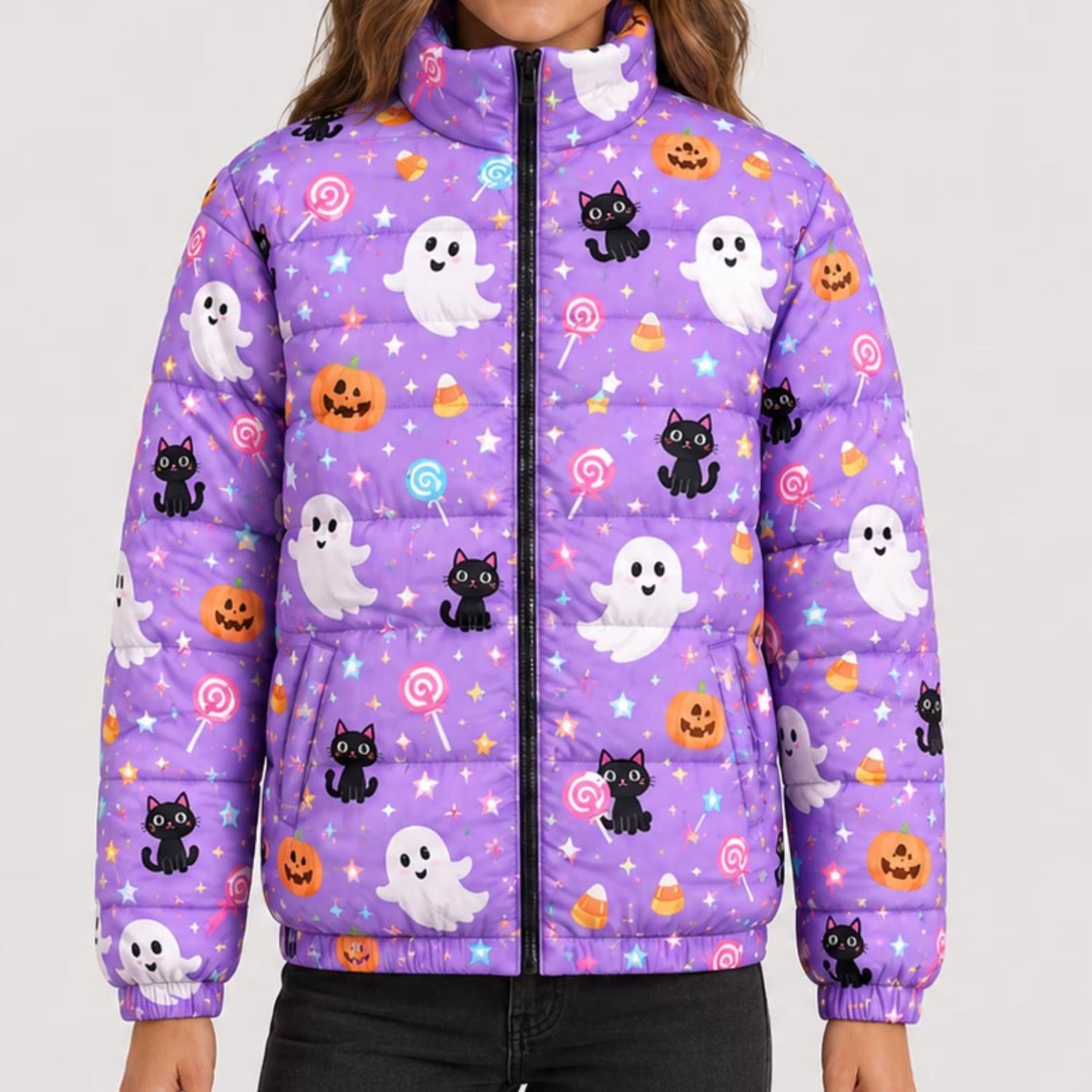 halloween jacket, printed puffer coat, quilted winter , matching couple jacket, best gifts