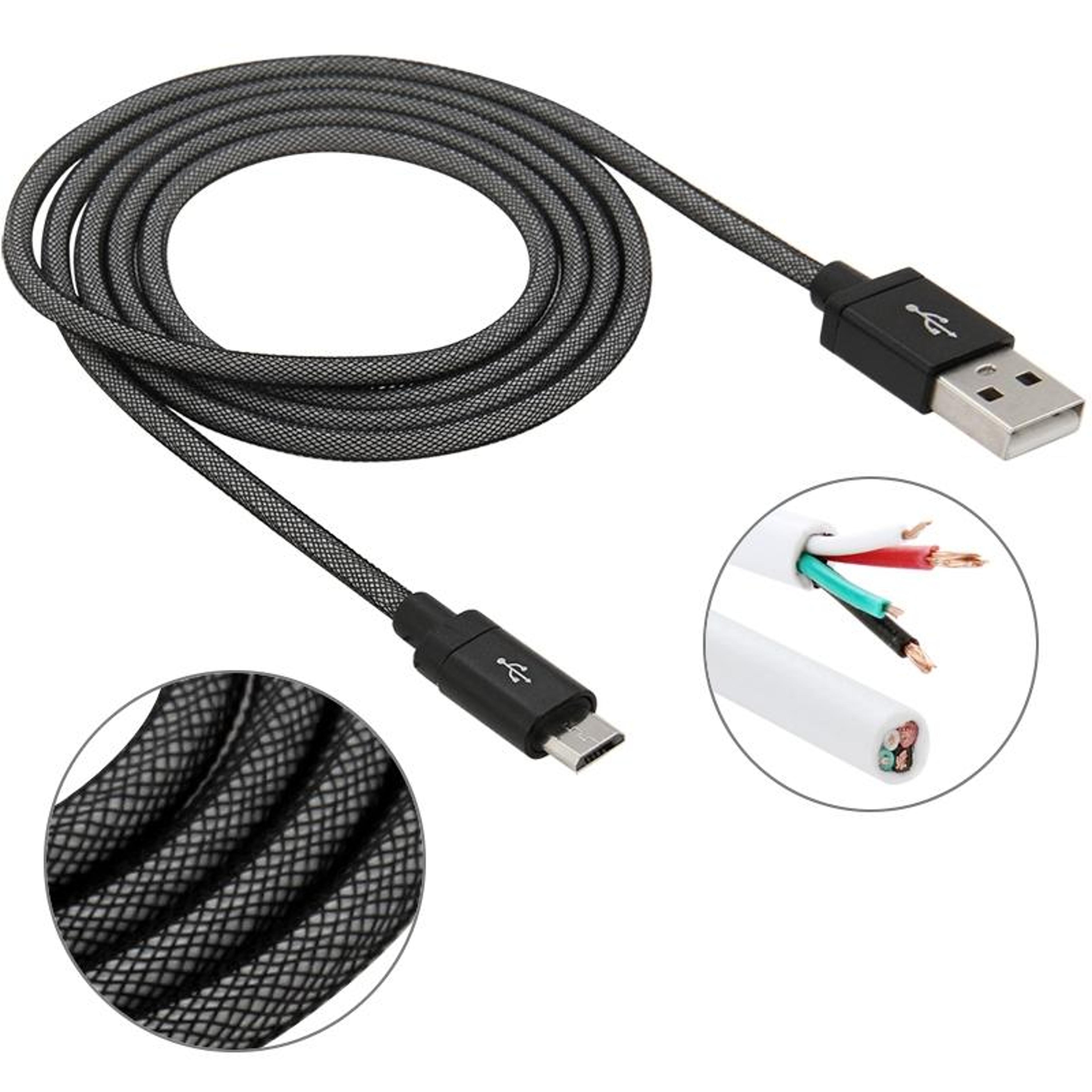 durable micro usb charging cable 1m metal head fast sync data cable black