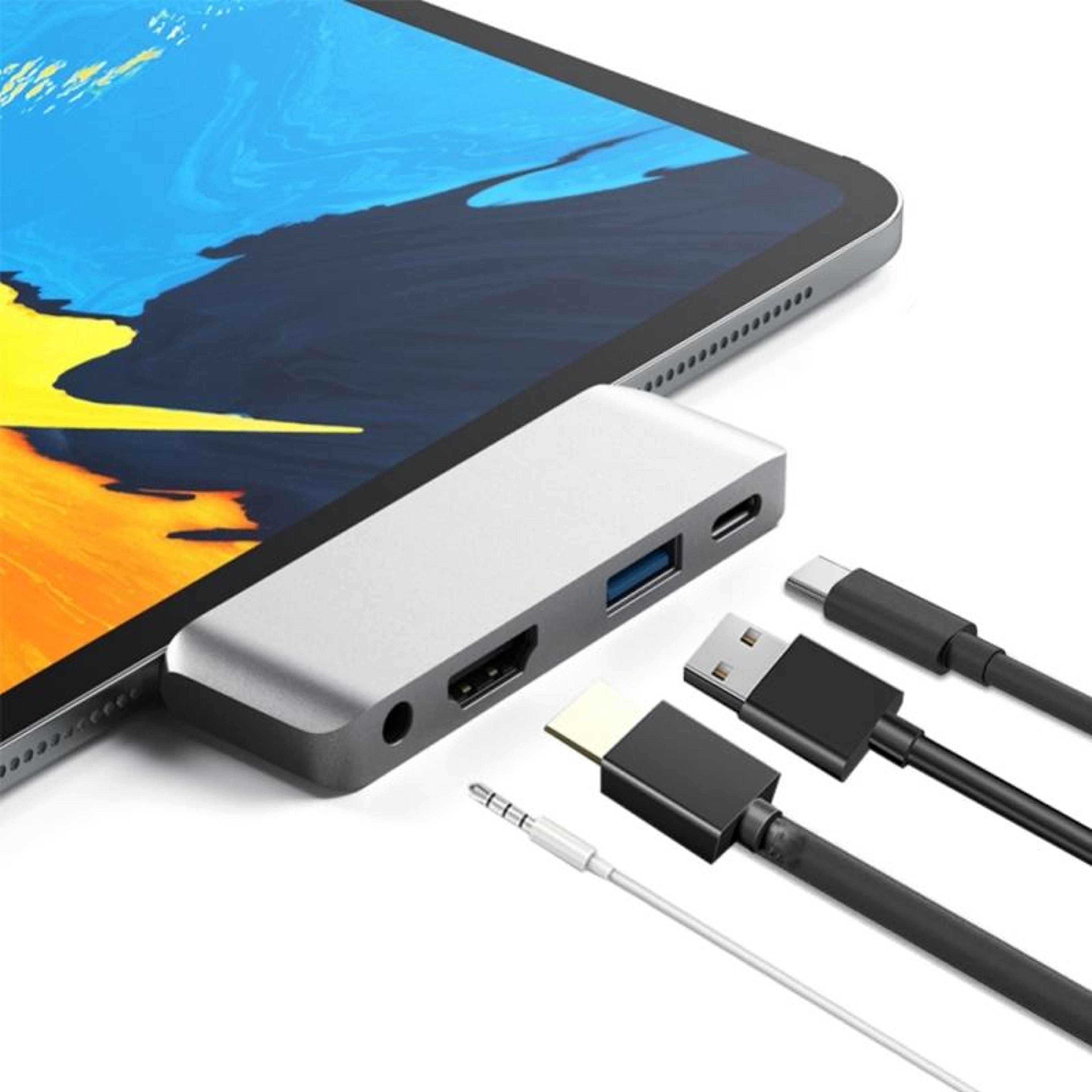 4-in-1 usb-c hub adapter with 4k hdmi, pd charging, usb 3.0 & aux audio