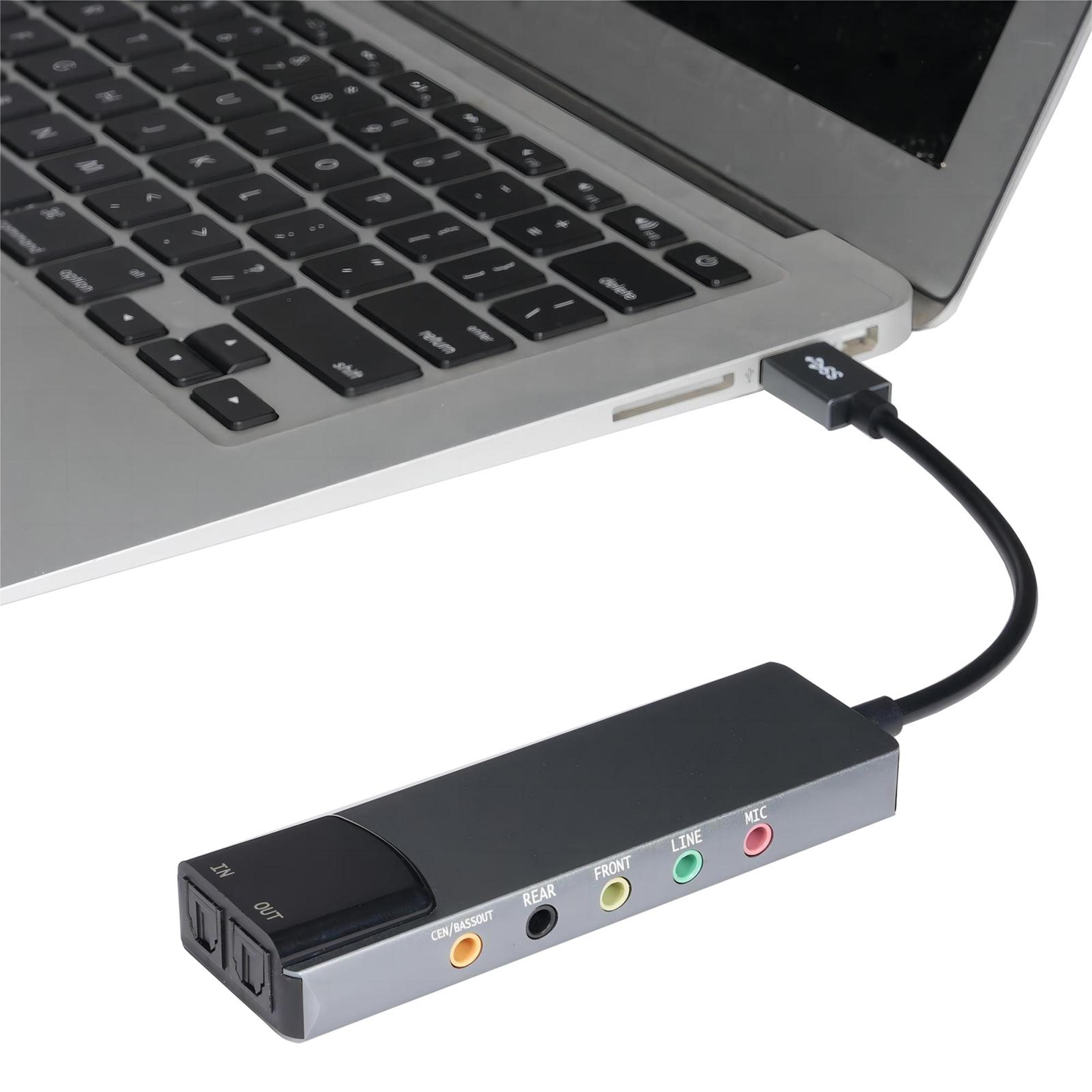 hy-601 usb sound card 7.1 surround sound adapter with optical audio input & output