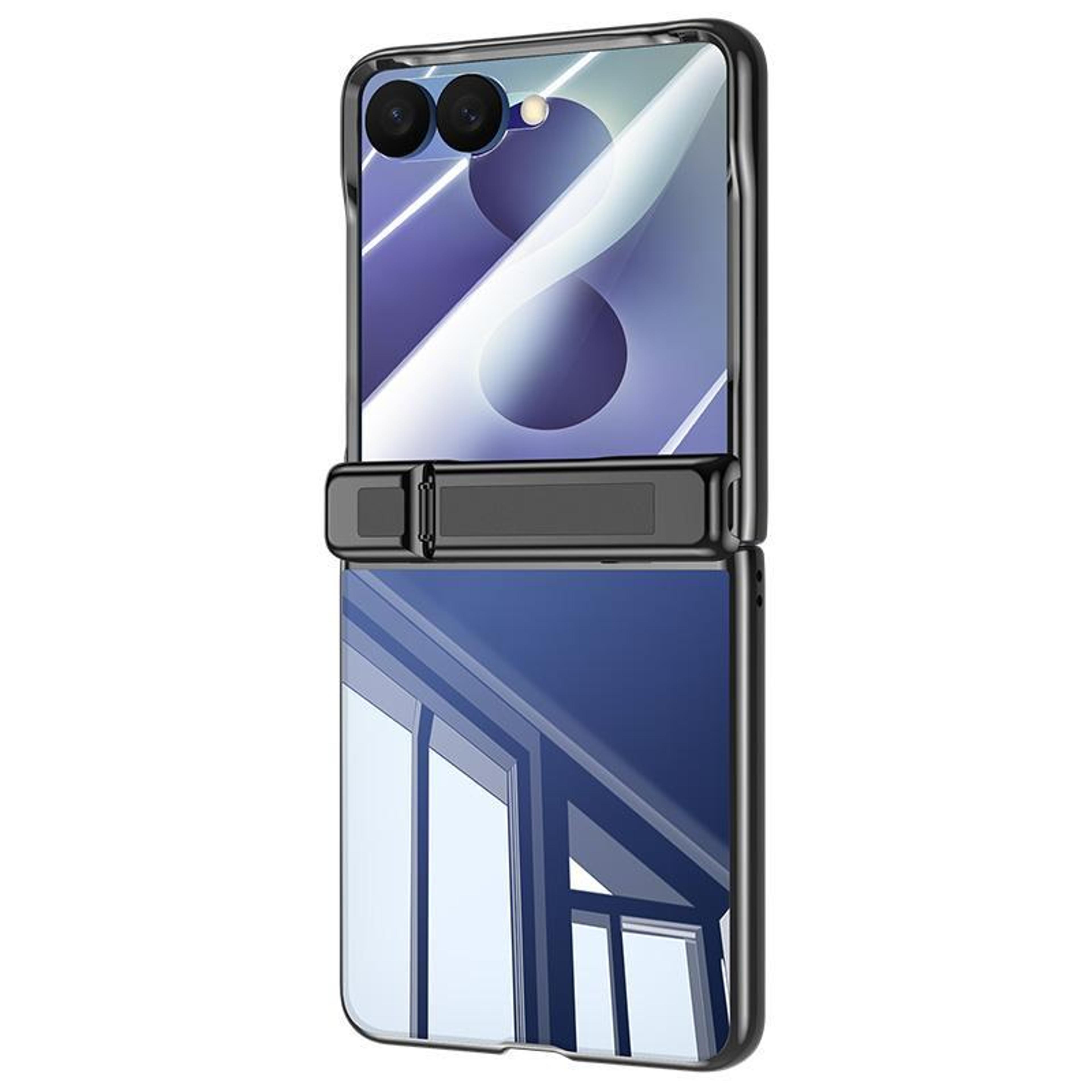 galaxy z flip8 5g hinge protection case clear electroplated shockproof cover with kickstand