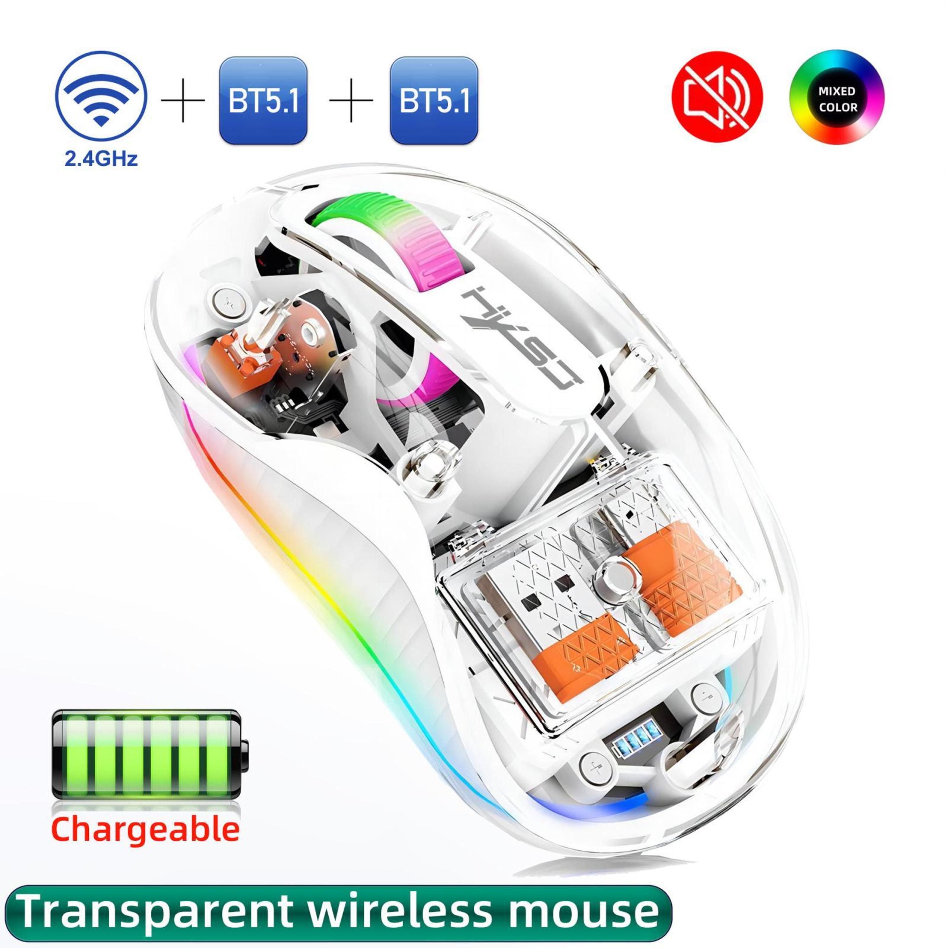 HXSJ M333 Transparent Wireless Mouse TriMode Bluetooth Mouse Rechargeable Silent Wireless Mouse 1