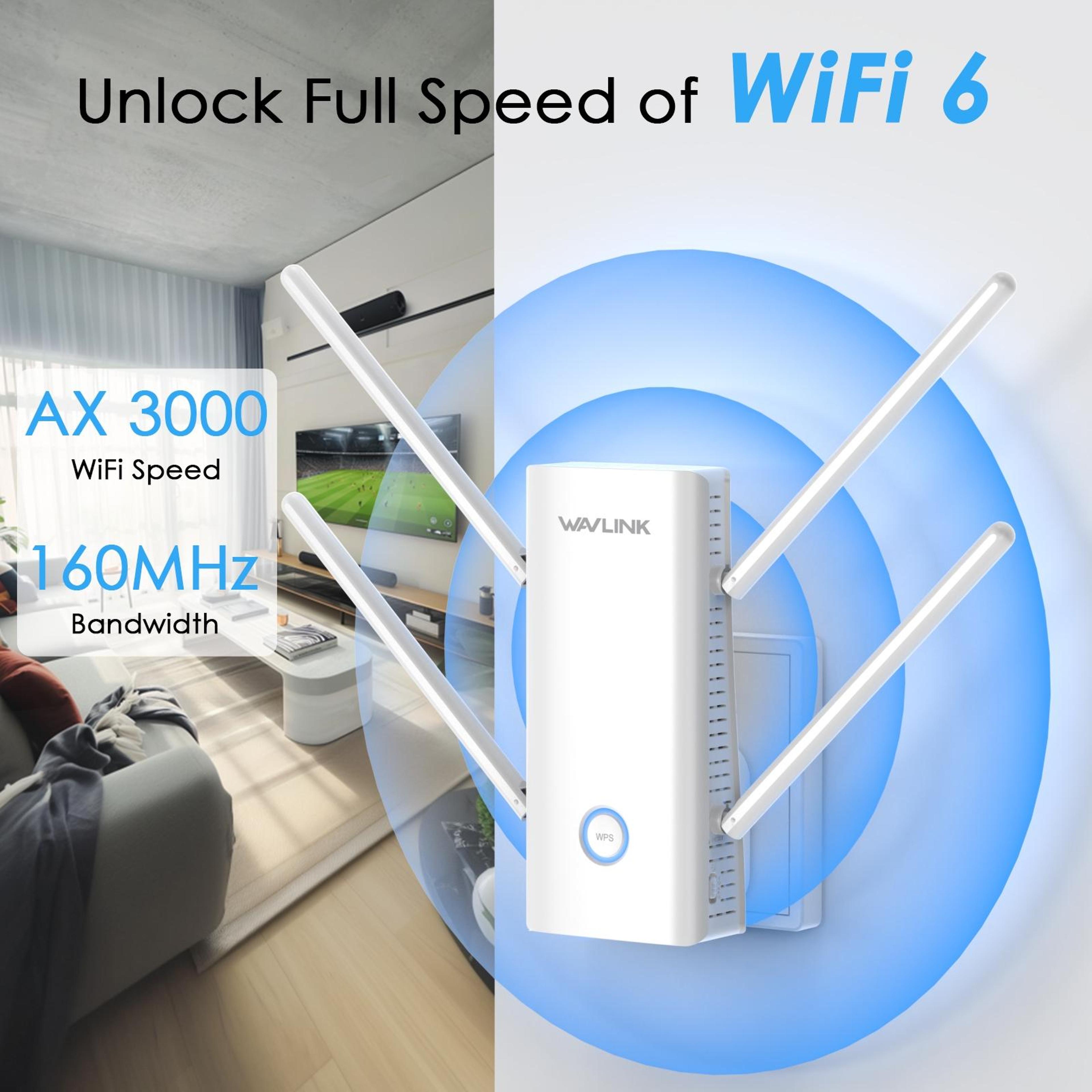 Wavlink AX3000 WiFi 6 Extender Dual Band Mesh WiFi Extender With Gigabit Port 1