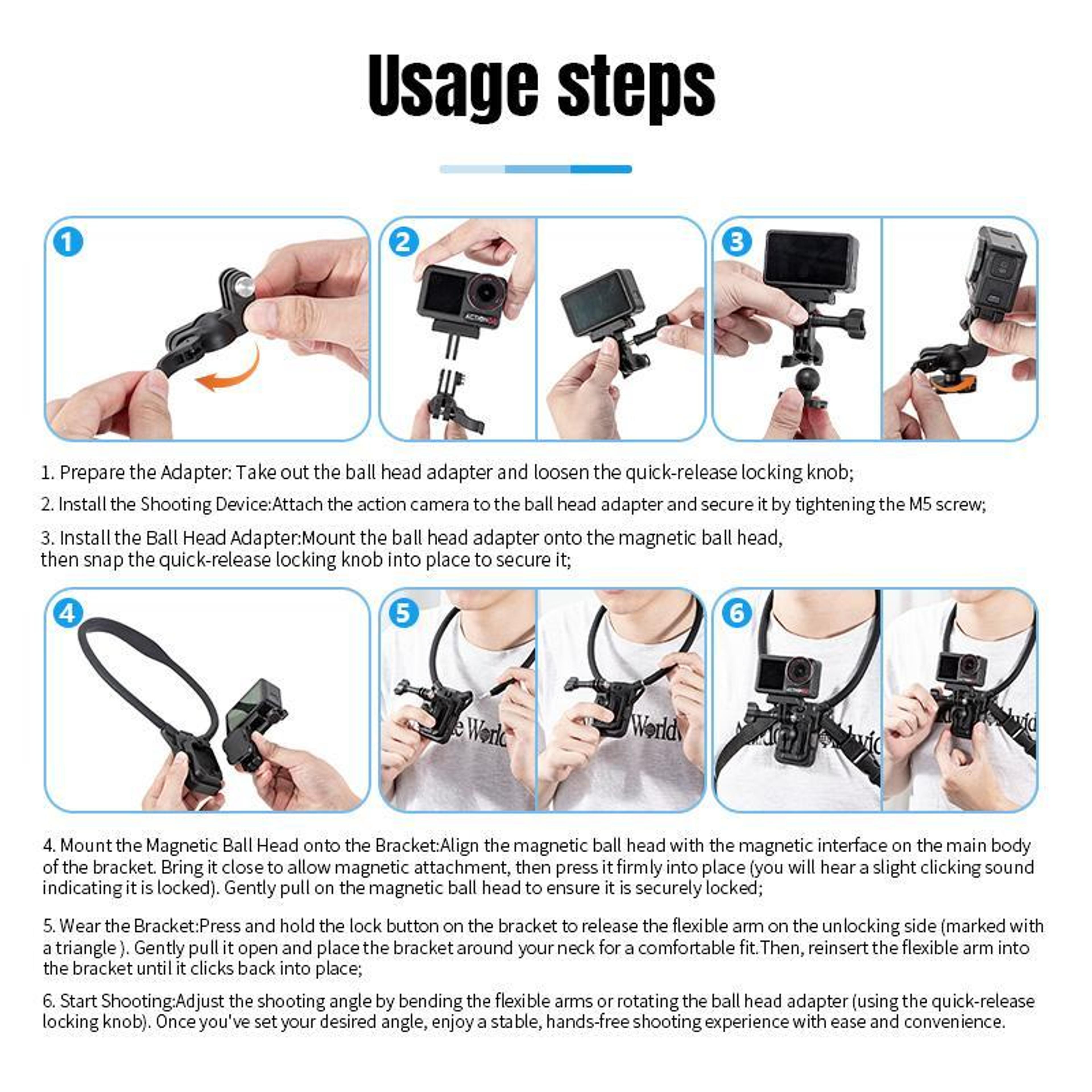 STARTRC V3 POV Camera Mount Neck Mount For Action Camera With GoPro Chest Strap Magnetic Quick Rele 6