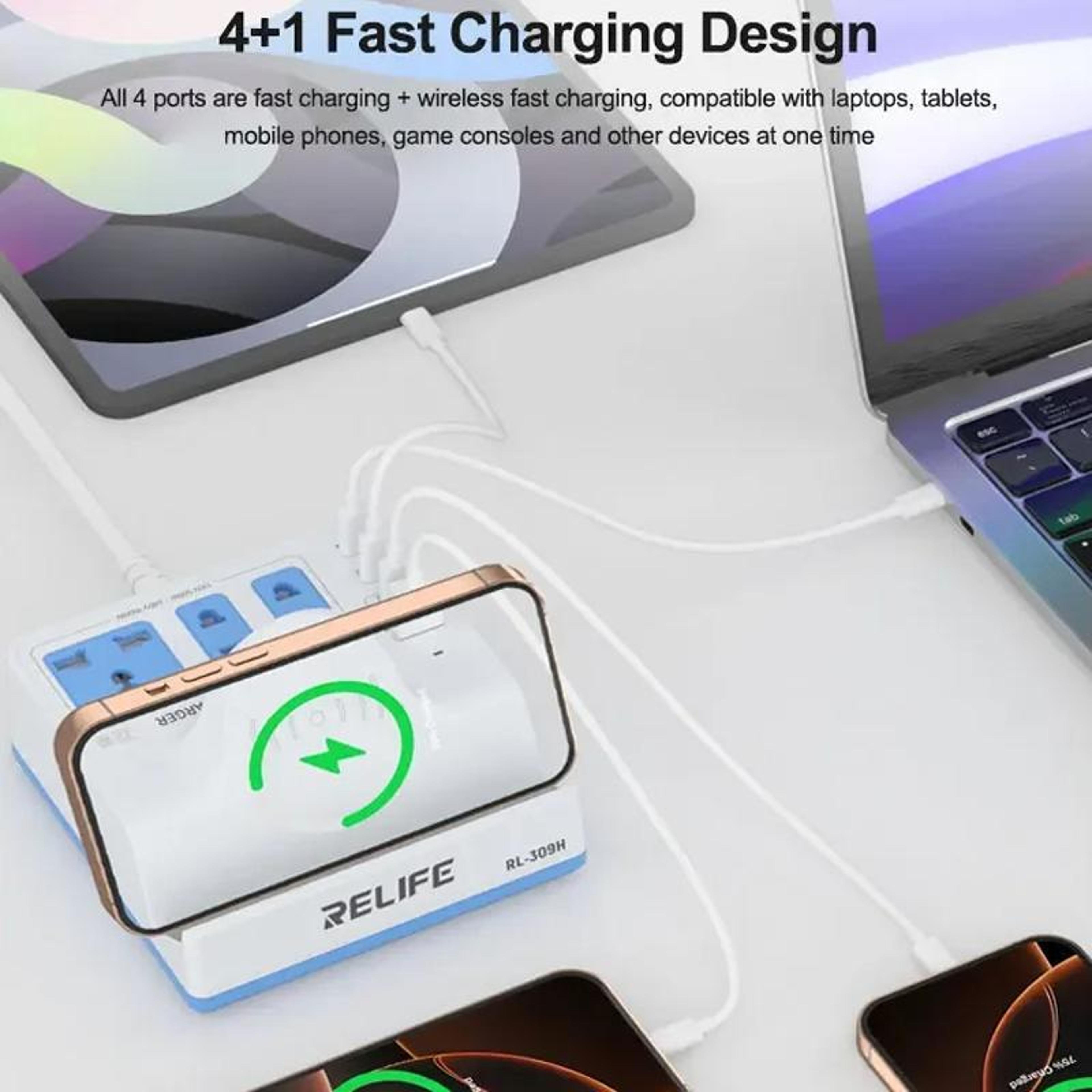 RELIFE RL309H 72W Charger Wireless Charging Station Multi Port Fast Charging Socket 7