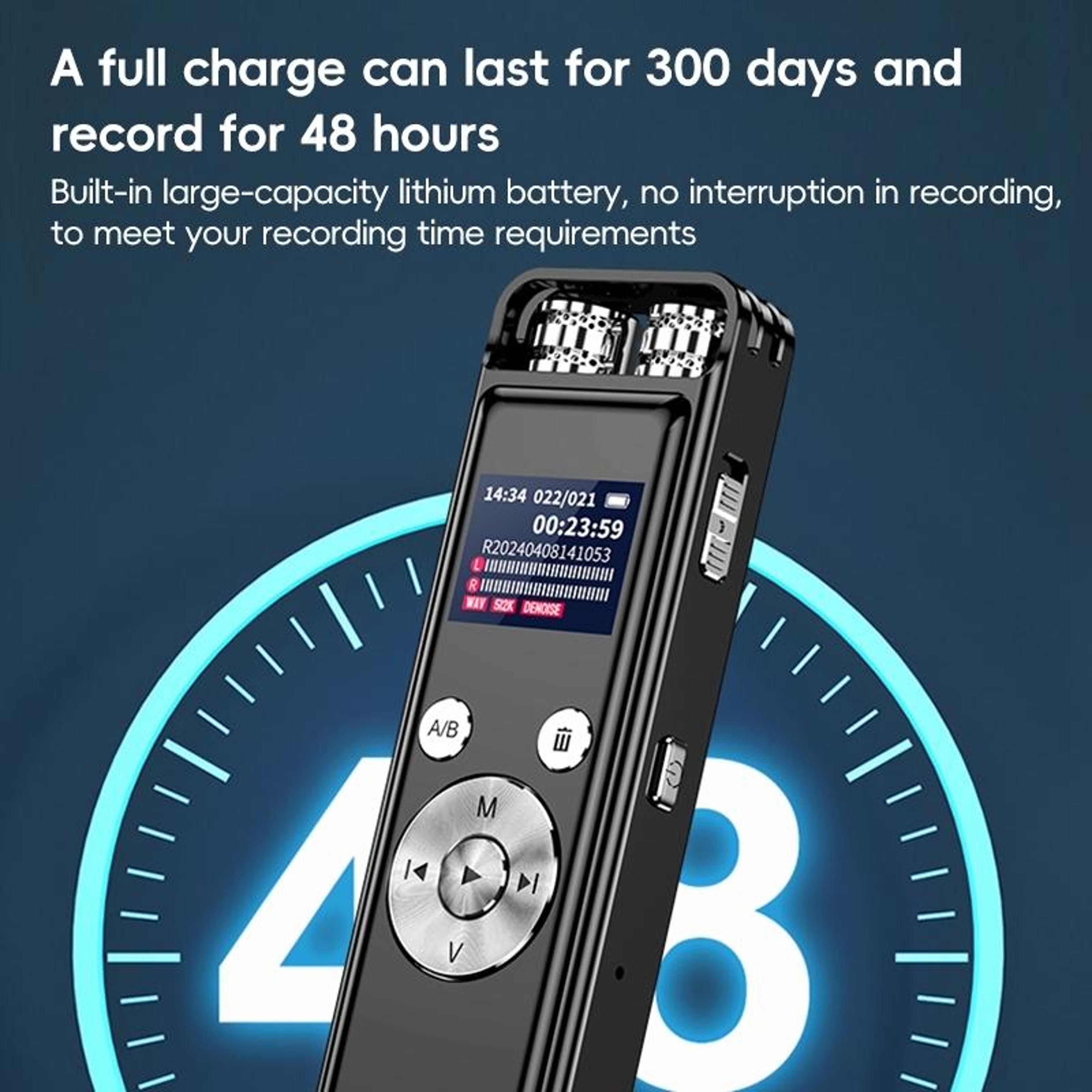 ZD43B Digital Voice Recorder 32GB With AI Noise Reduction Dual Microphone Audio Recorder 10