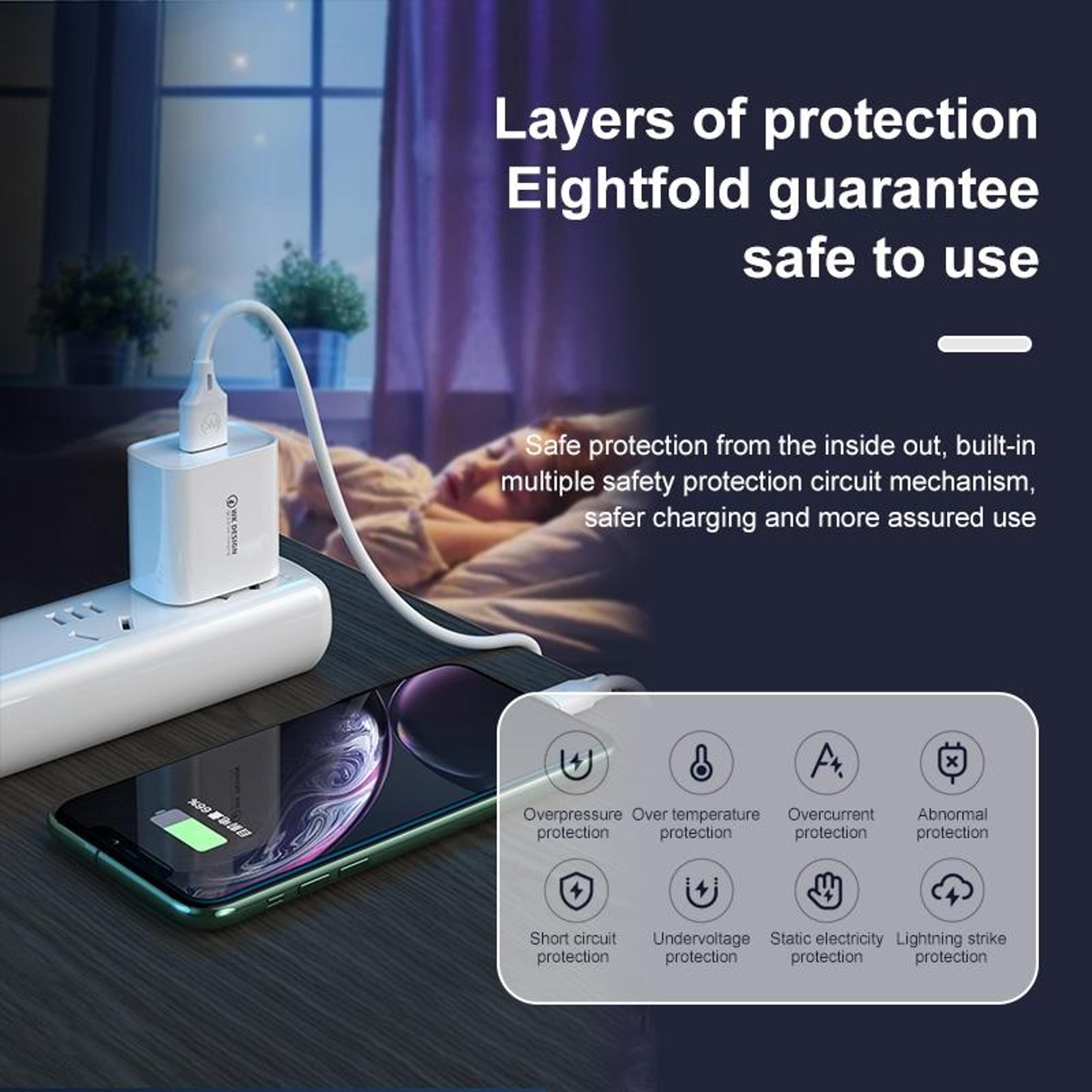 WK 18W QC30 Charger With Lightning Charging Cable USB Wall Fast Charger US Plug 8