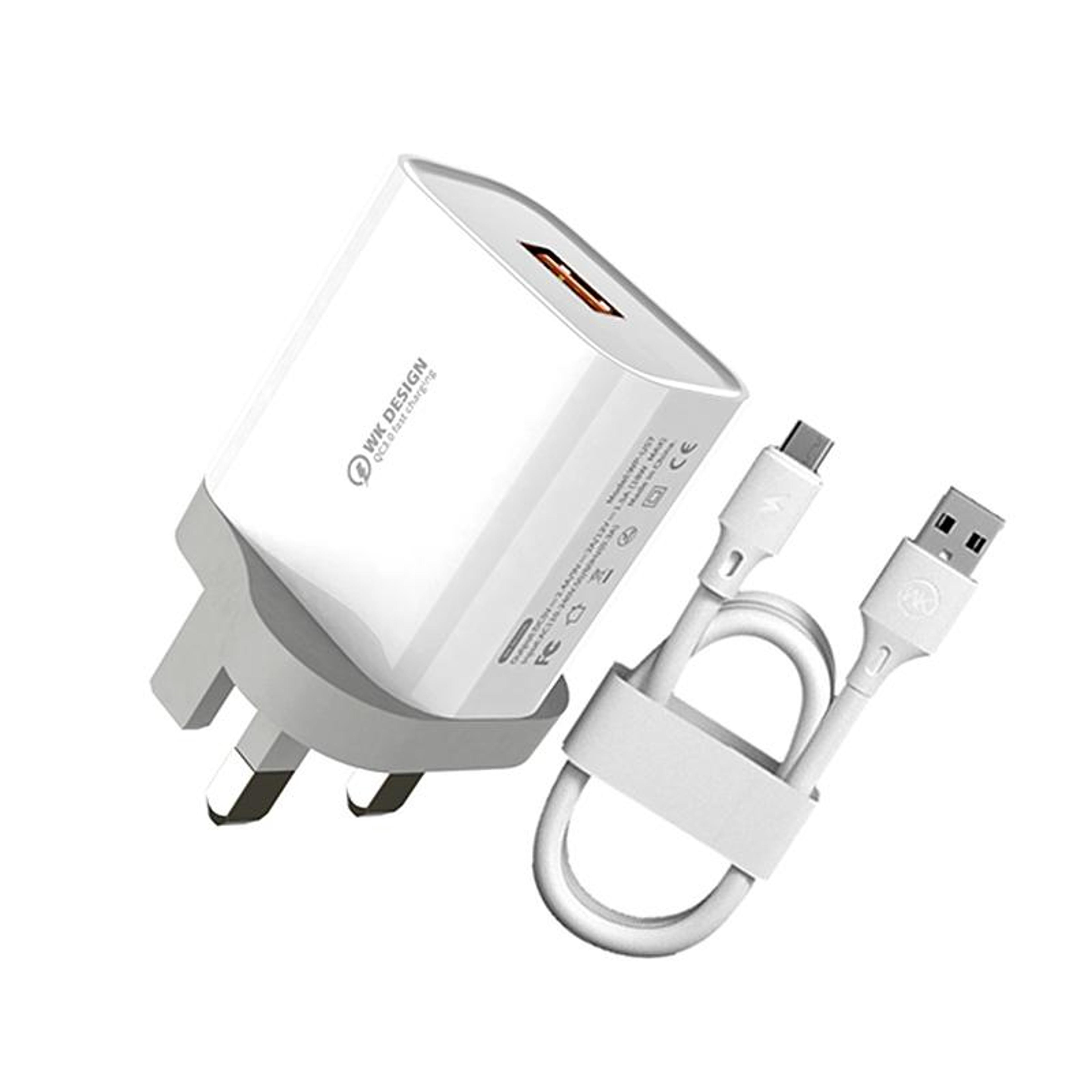 WK WPU57 QC 30 Fast Charger 24W USB Wall Charger With Micro USB Cable US Plug 5