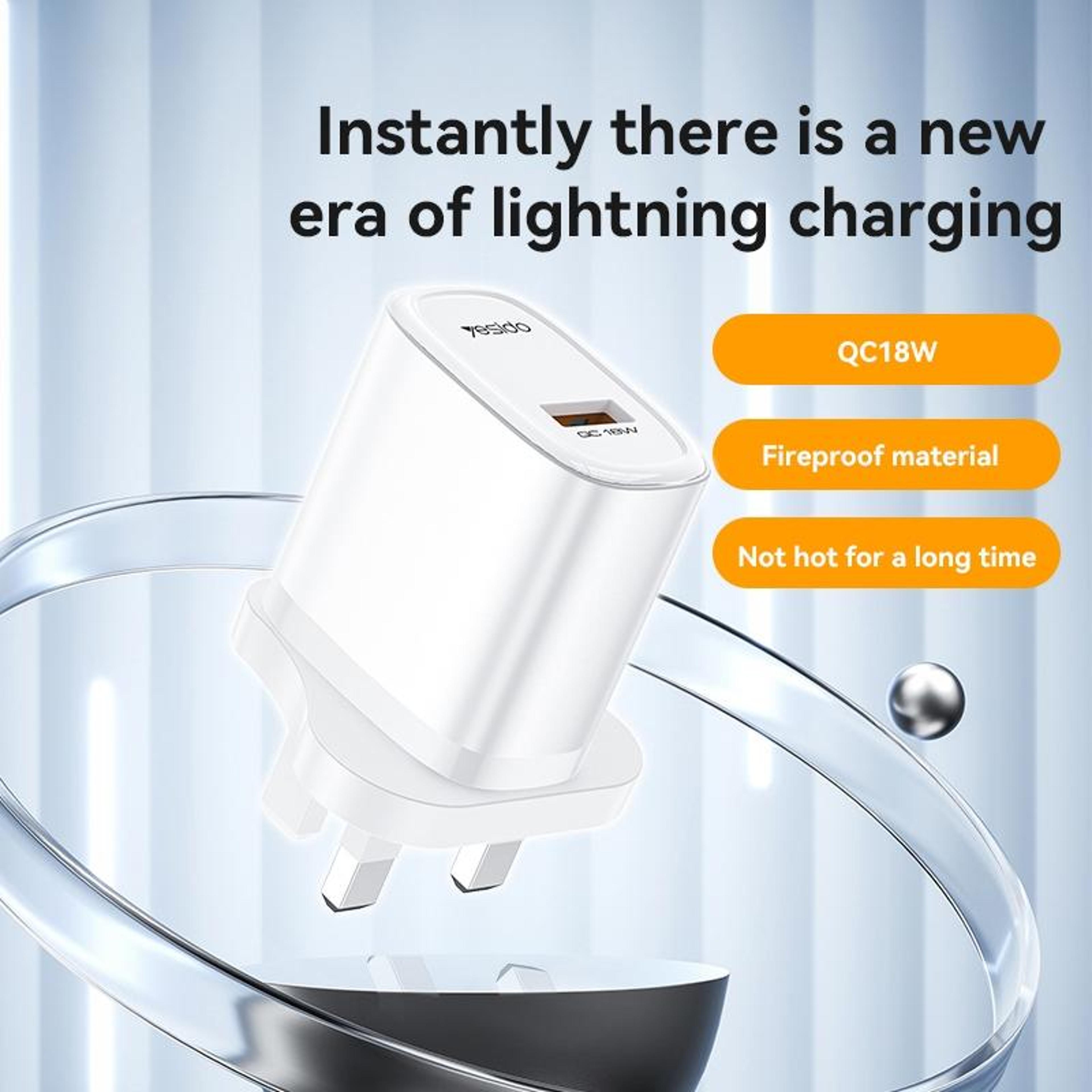 Yesido YC85C 18W Fast Charger With USB C Charger Cable  Fast Charging Adapter 1