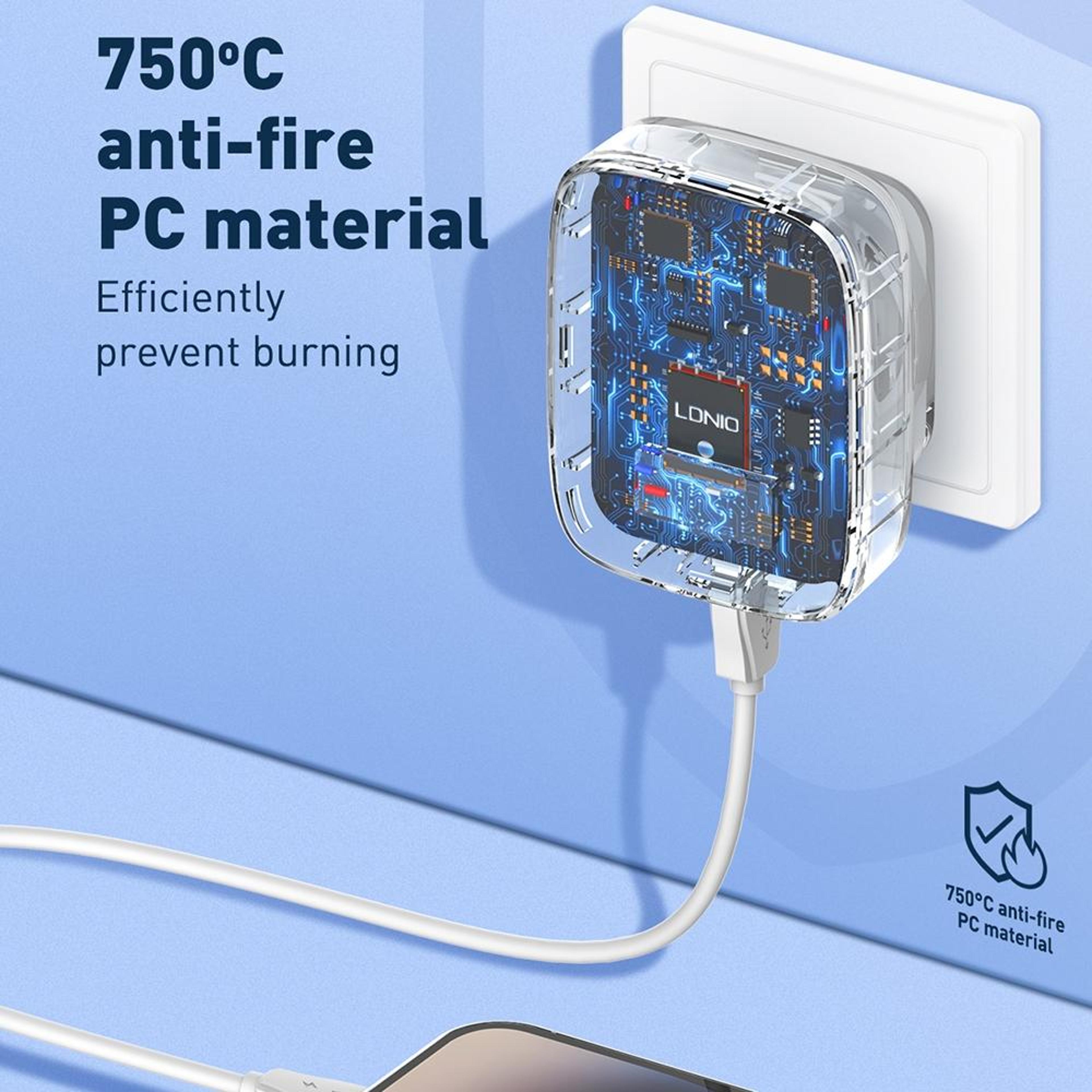 LDNIO 32W USB C PD Charger Fast Wall Charger With Dual USB Ports And 1m Lightning Cable US Plug 16