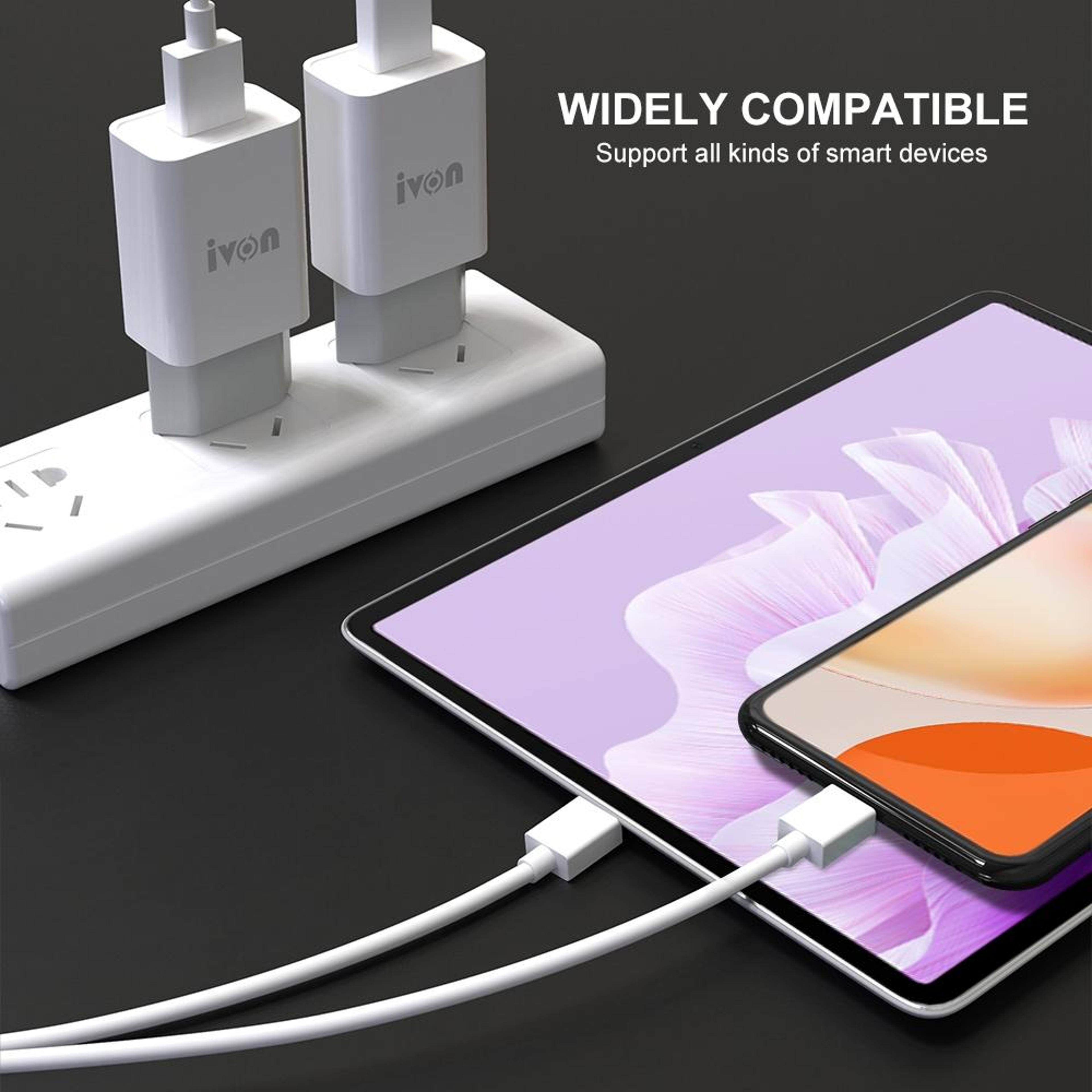 IVON AD33 USBC Travel Charger 21A Fast Wall Charger With 1M USBC Charging Cable US Plug 4