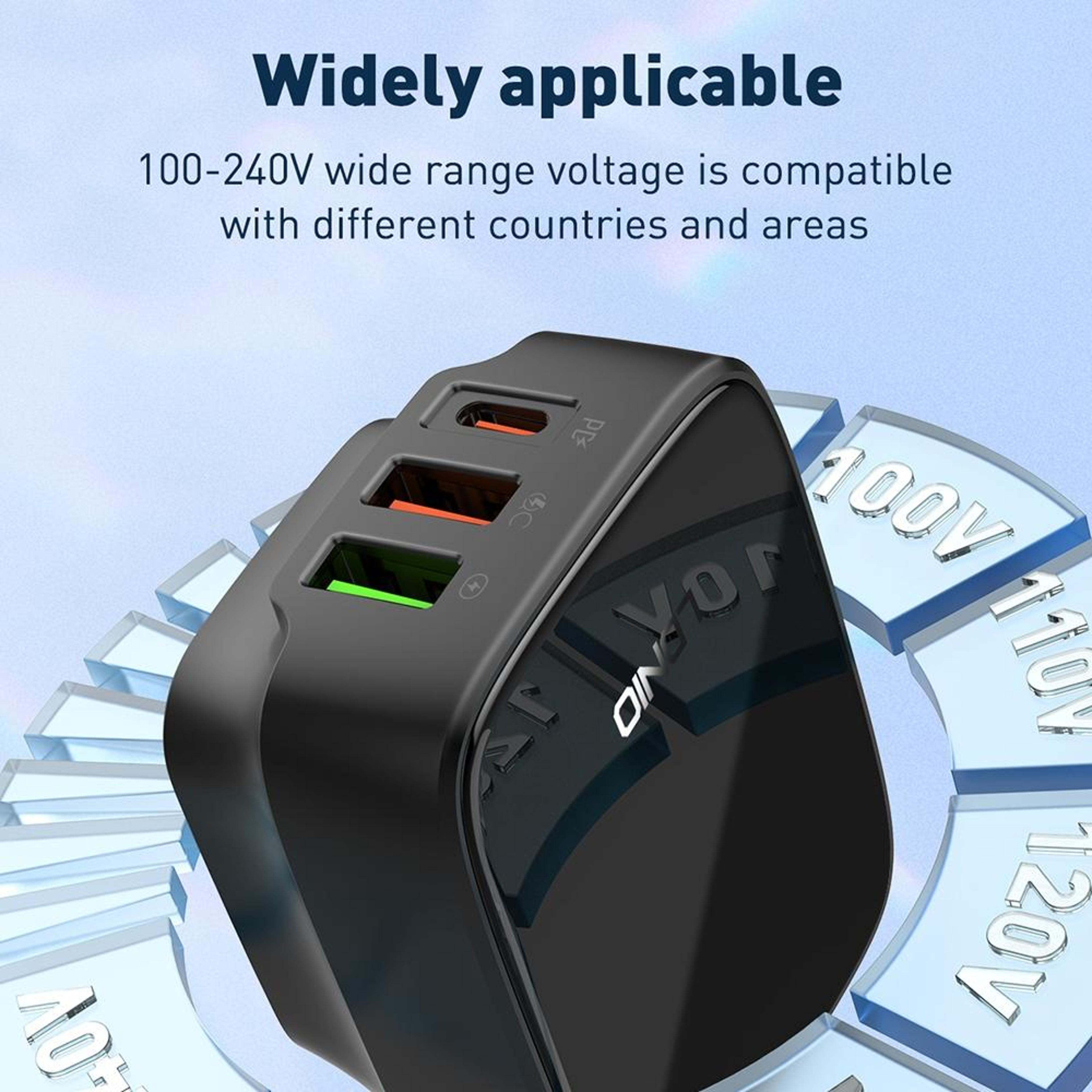 LDNIO Q334 32W USB C Fast Charger Dual USB Wall Charger With Type C Cable US Plug 18