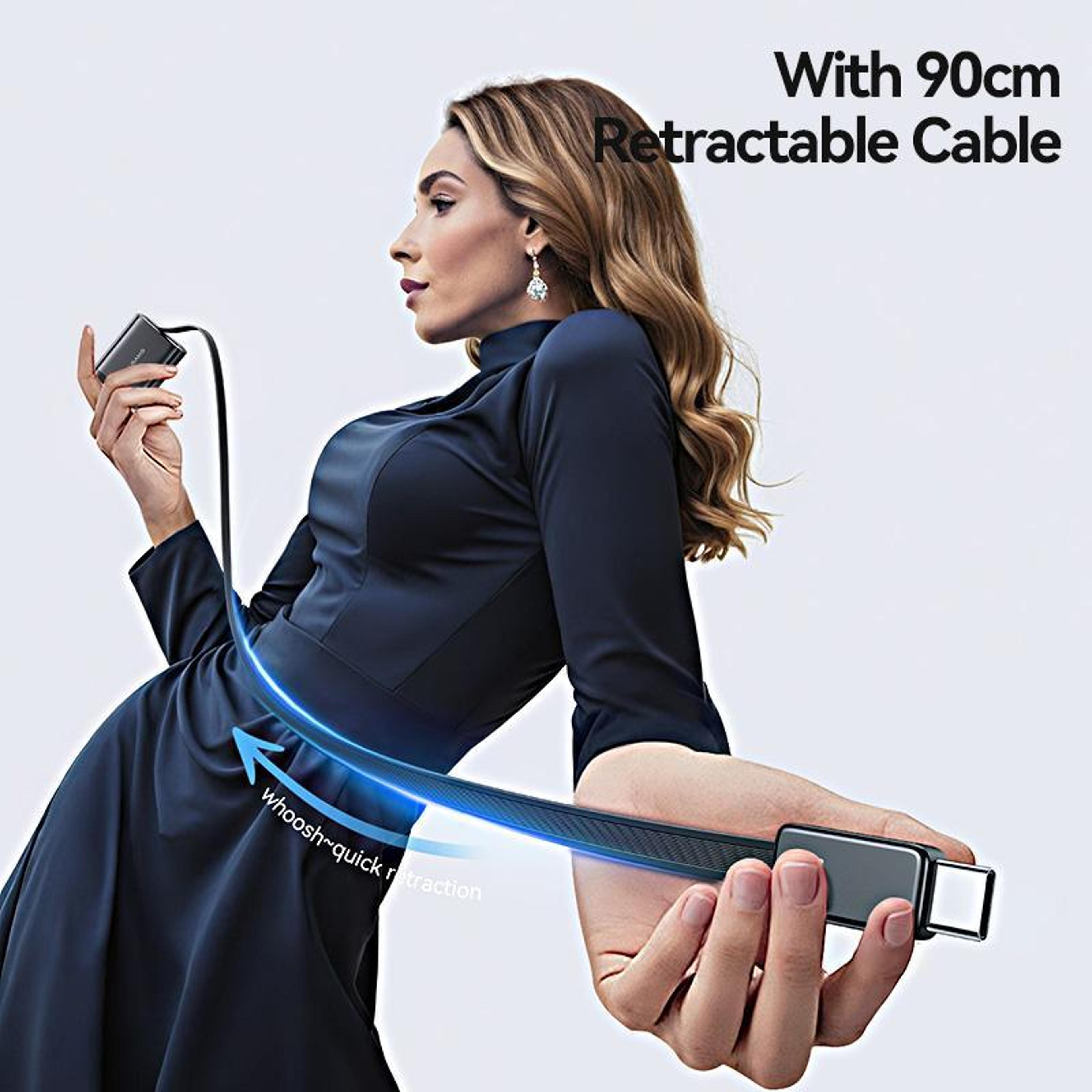 USAMS CC300 65W GaN Charger With Retractable USBC Cable 3 Port USBC Fast Charger US Plug 3