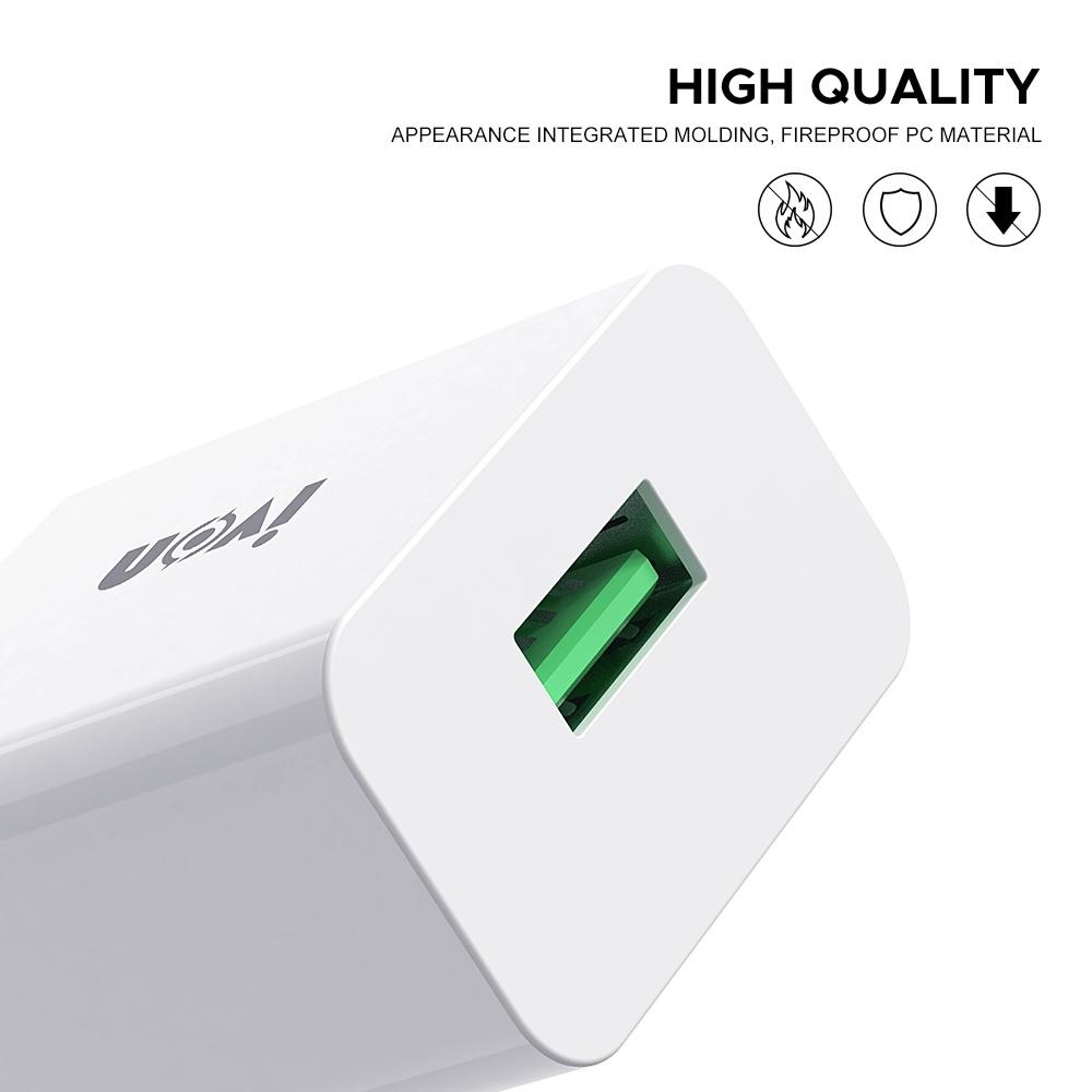 IVON AD35 18W USB Charger QC 30 Fast Travel Wall Charger With 1M USBC Charging Cable US Plug 3