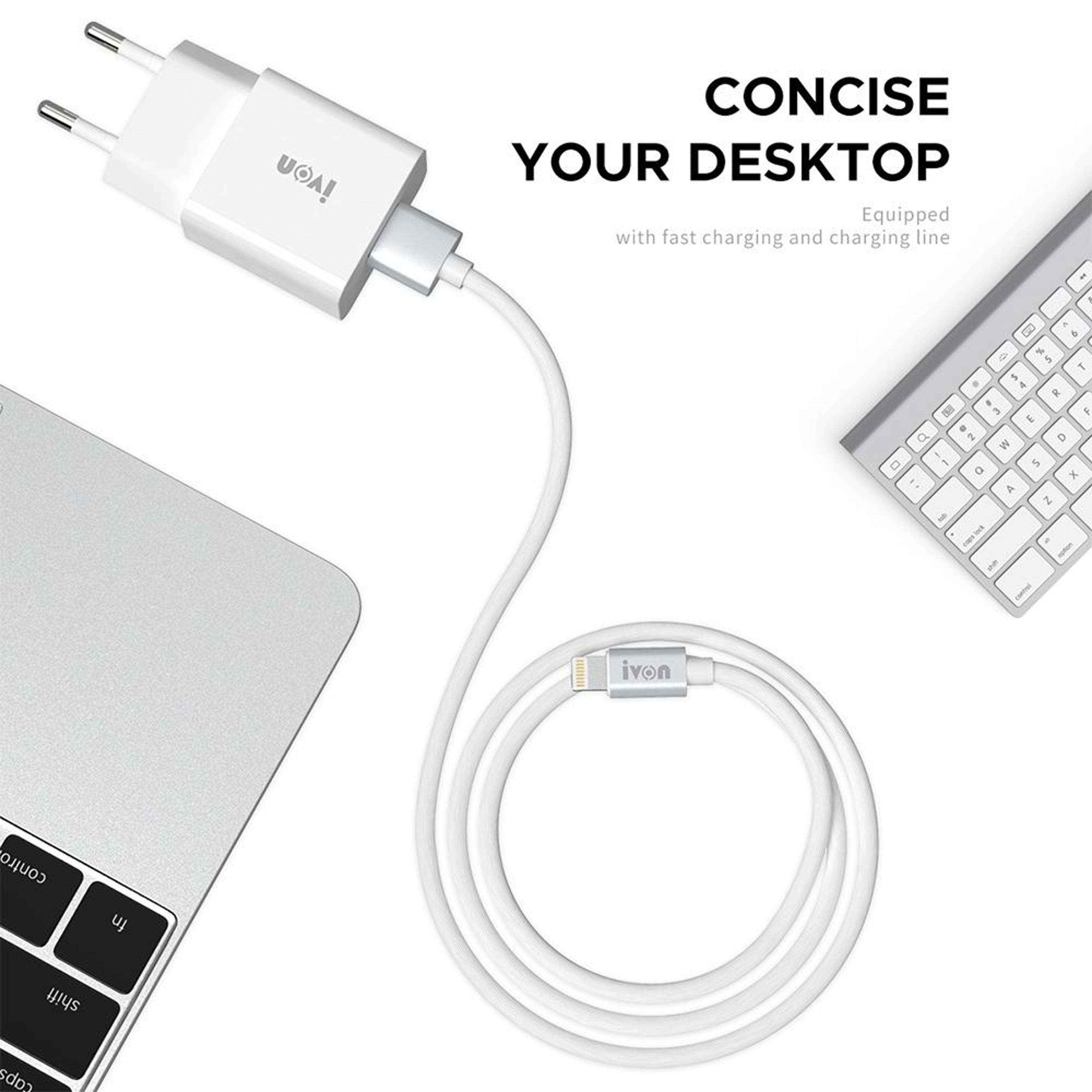 IVON AD35 18W USB Charger QC 30 Fast Travel Wall Charger With 1M USBC Charging Cable US Plug 4
