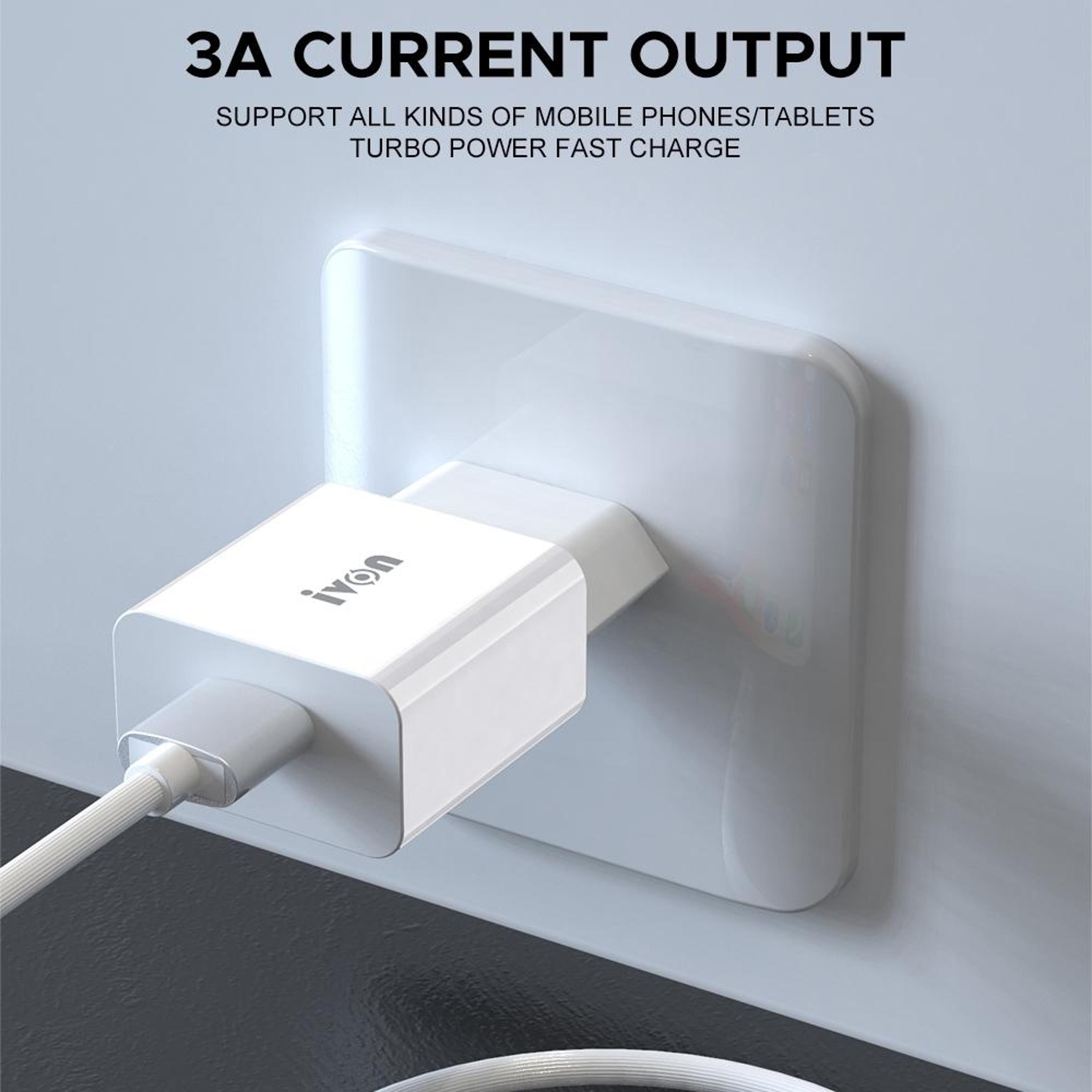 IVON AD35 18W USB Charger QC 30 Fast Travel Wall Charger With 1M USBC Charging Cable US Plug 6
