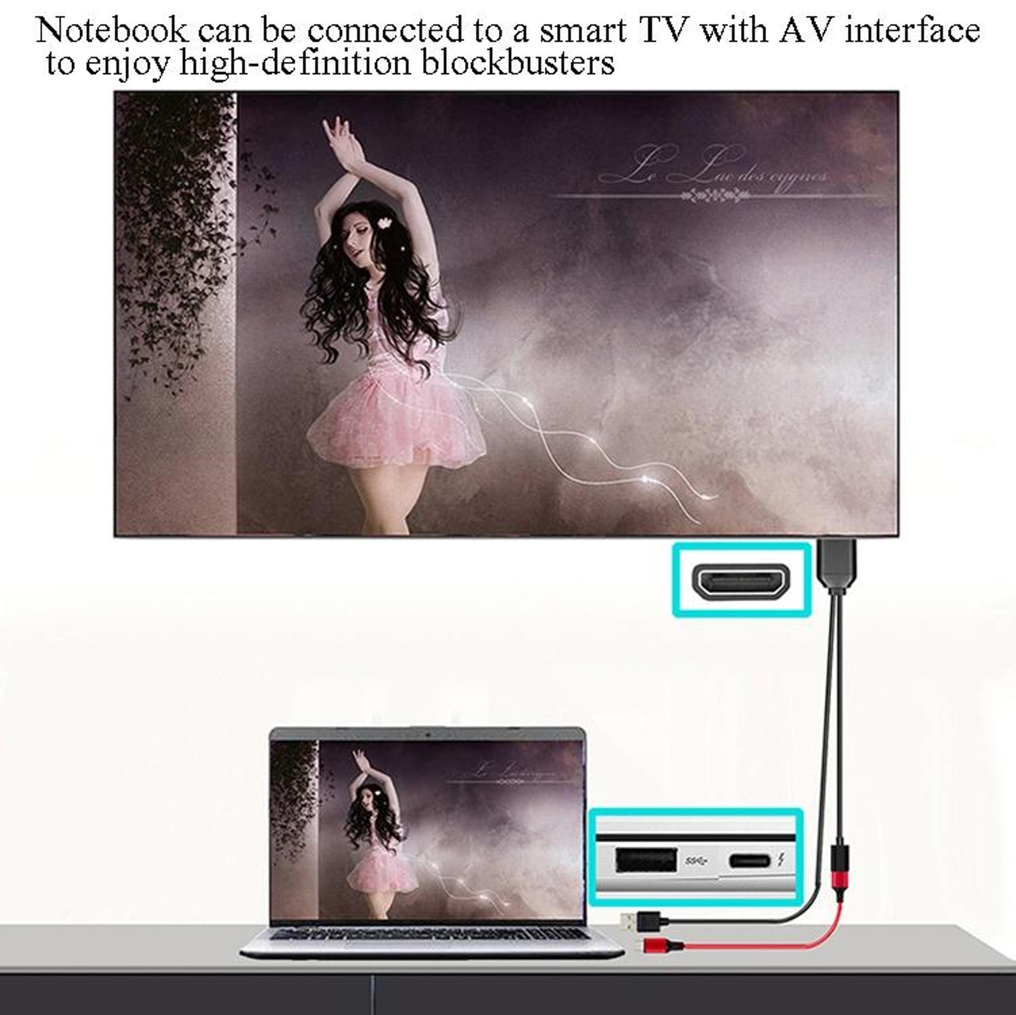 USB C To HDMI Adapter 1080P Plug And Play TV Screen Connector With USB Power 18M 4
