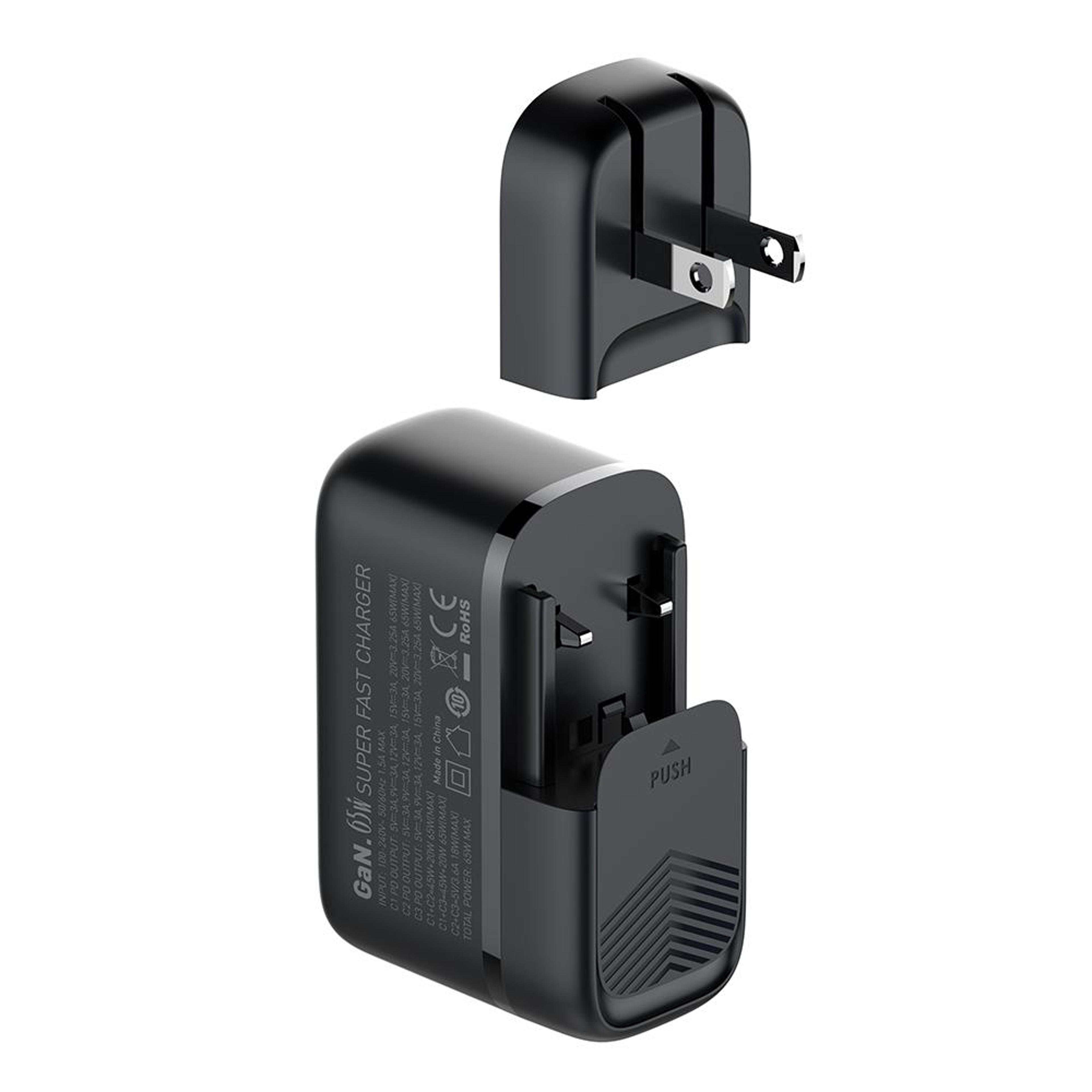 LDNIO Q367 65W GaN Charger Triple USB C Charger With 1m USB C Cable US Plug 1