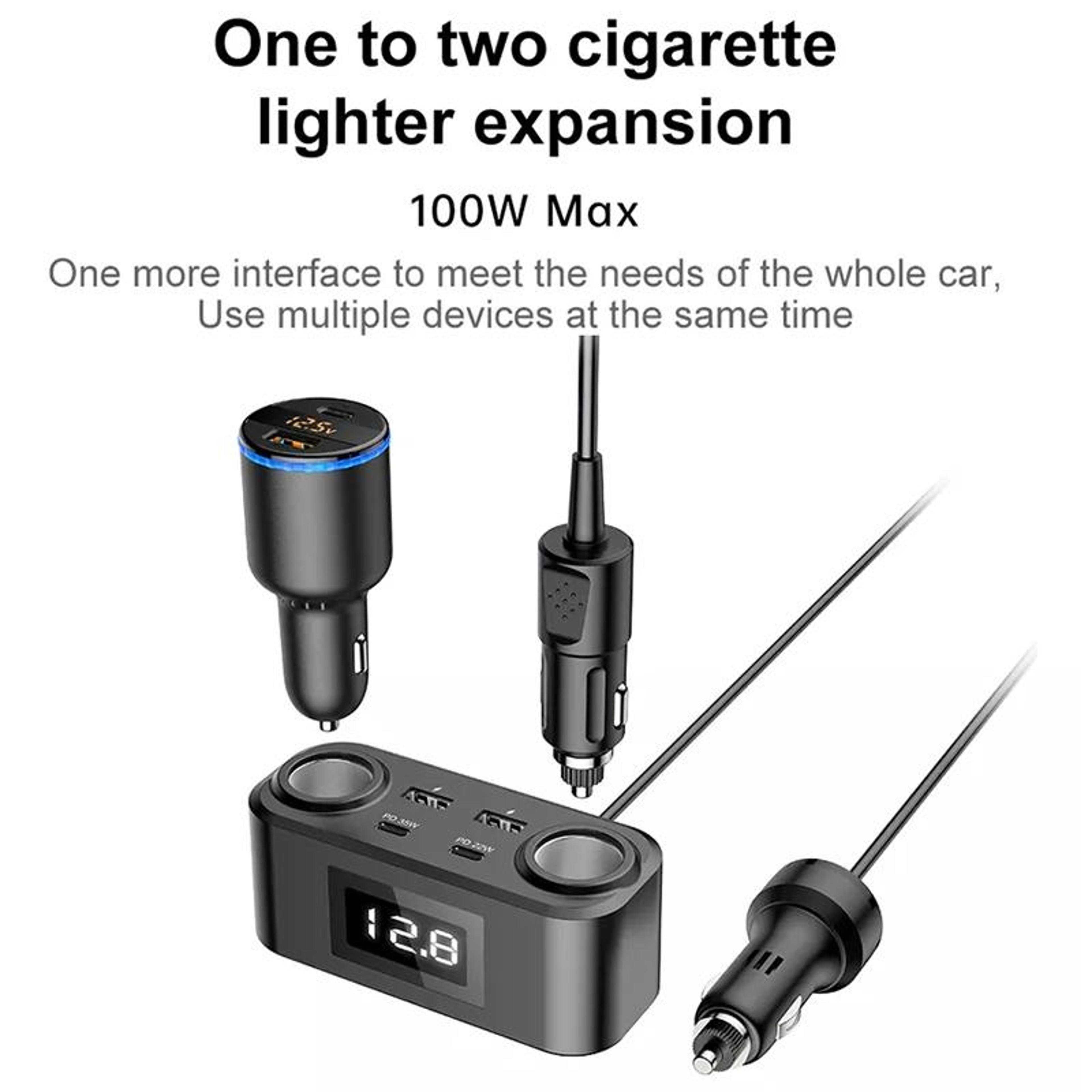 100W PD QC Multi Port Car Charger Adapter With Voltage Display 7