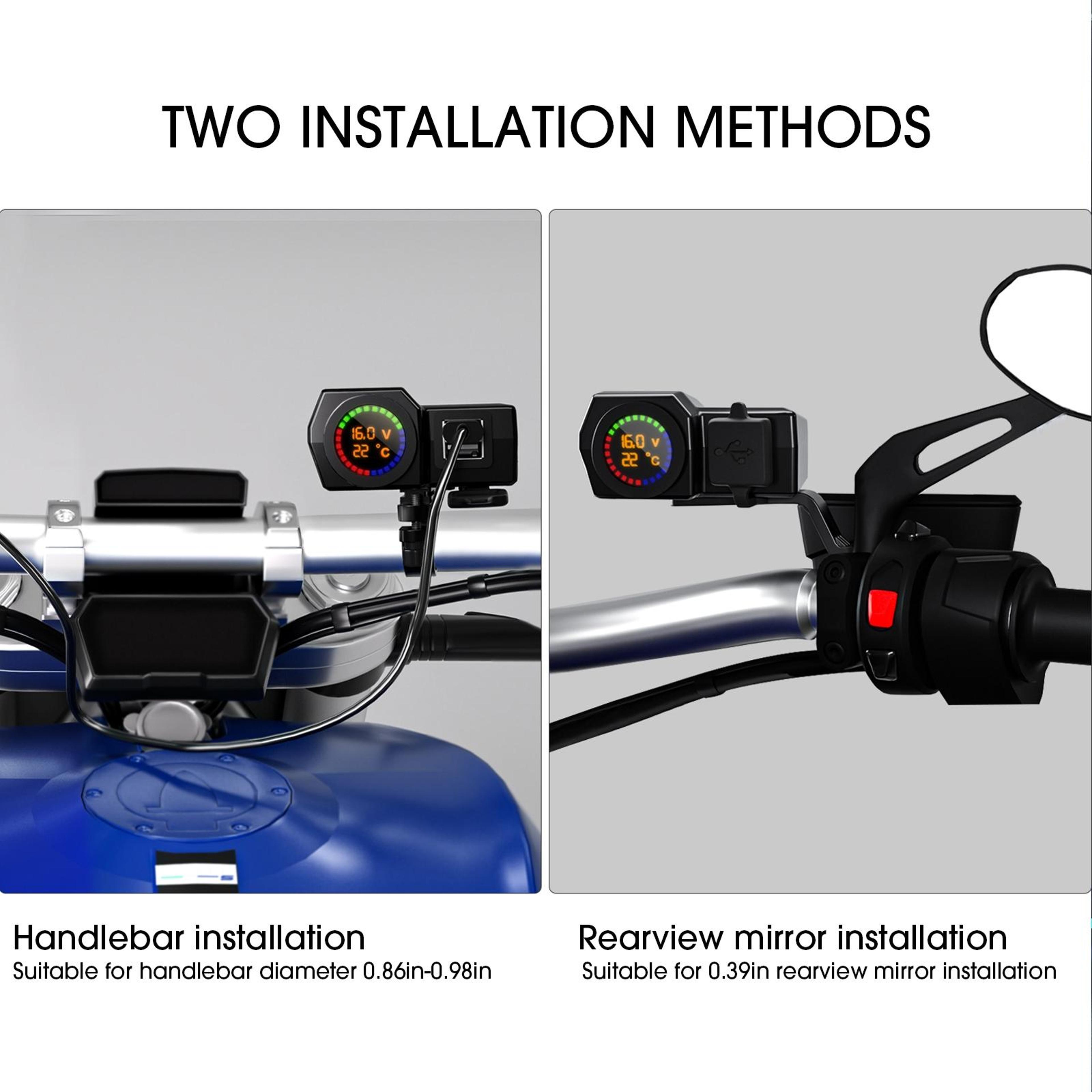 WUPP CS1747A1 Motorcycle USB Charger With Dual USB Ports Voltage Display 7