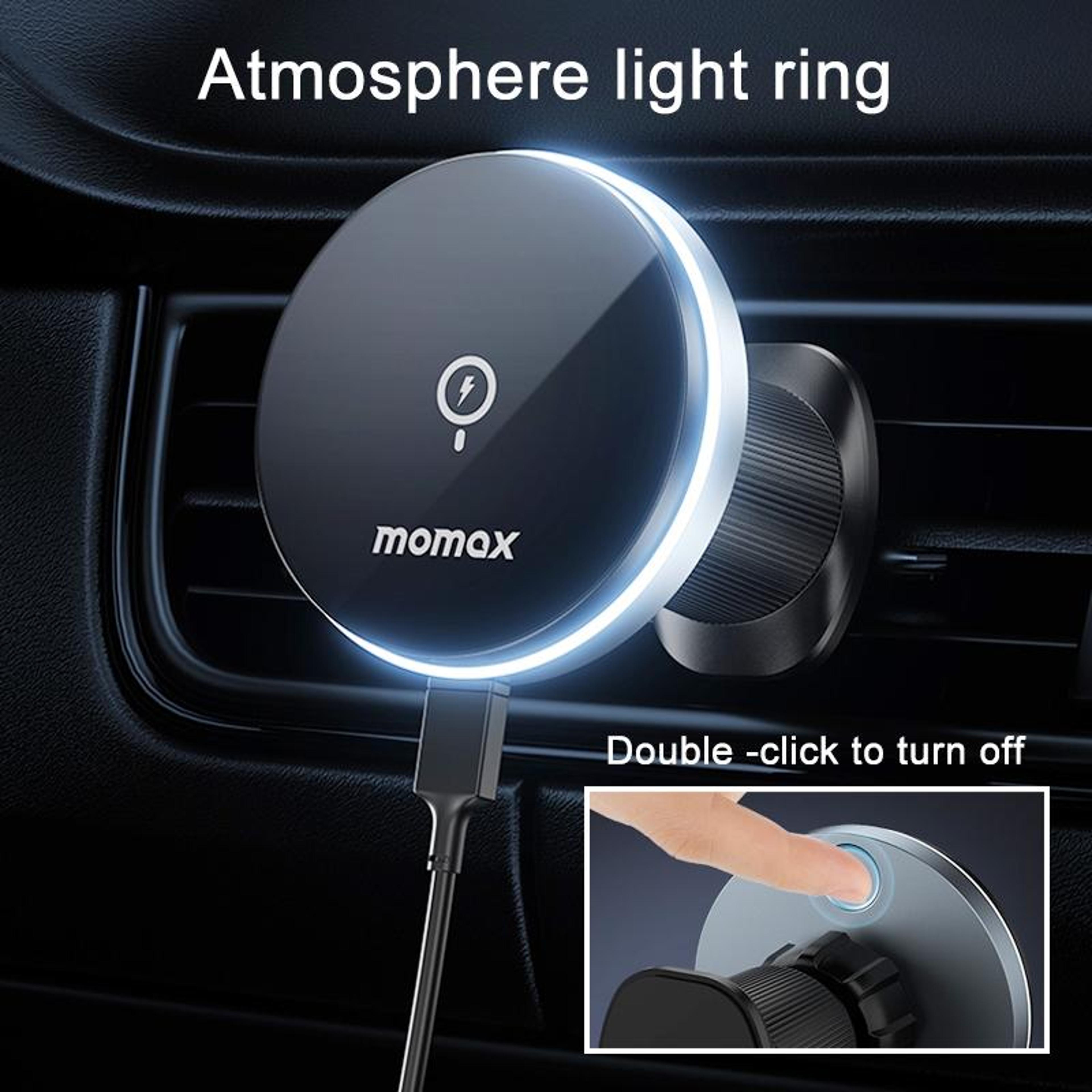 MOMAX CM25A Magnetic Wireless Car Charger Mount With 15W Fast Charging 2