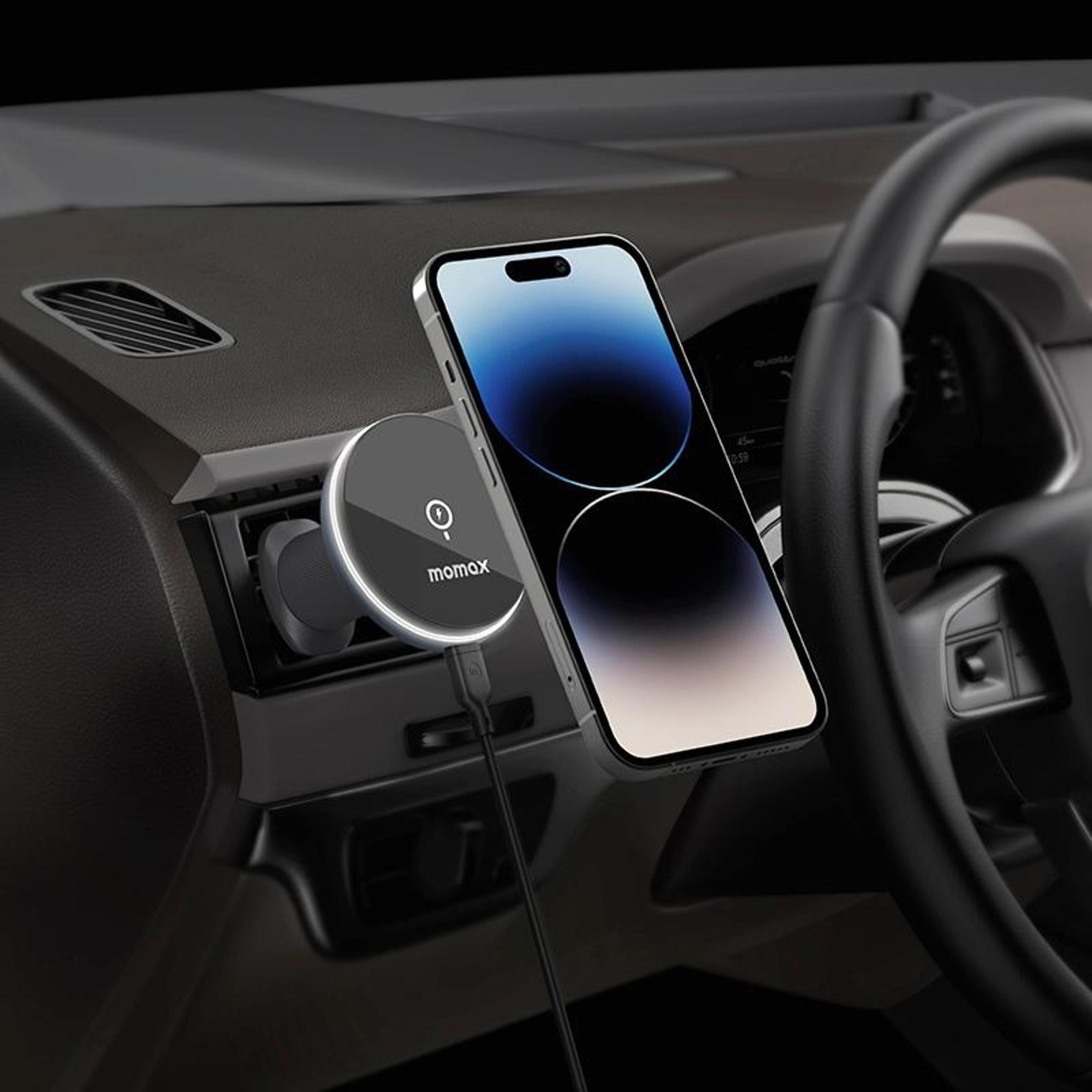 MOMAX CM25A Magnetic Wireless Car Charger Mount With 15W Fast Charging 5
