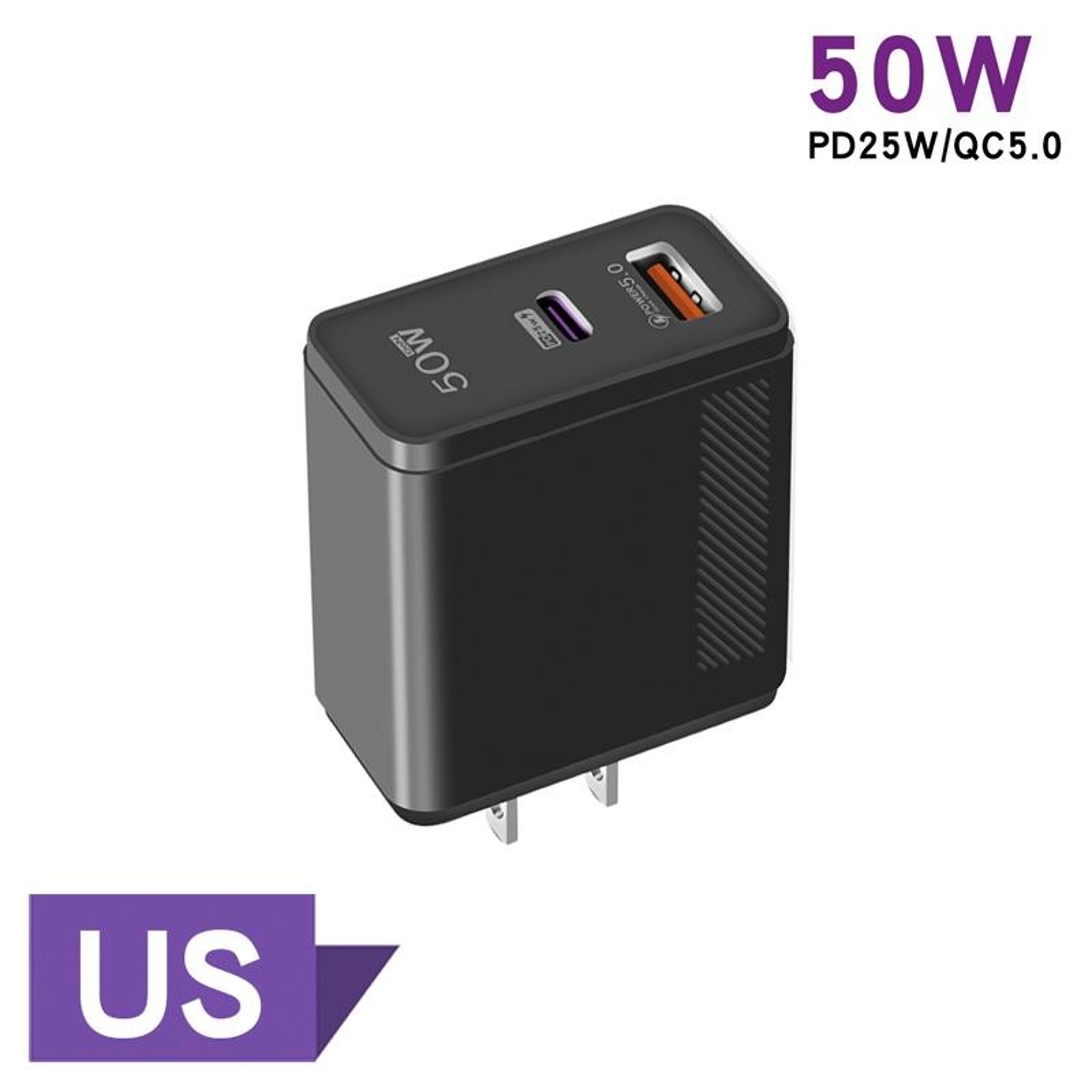 25W USB C Charger With PD Fast Charging  QC50 Dual Port Wall Charger US Plug 1