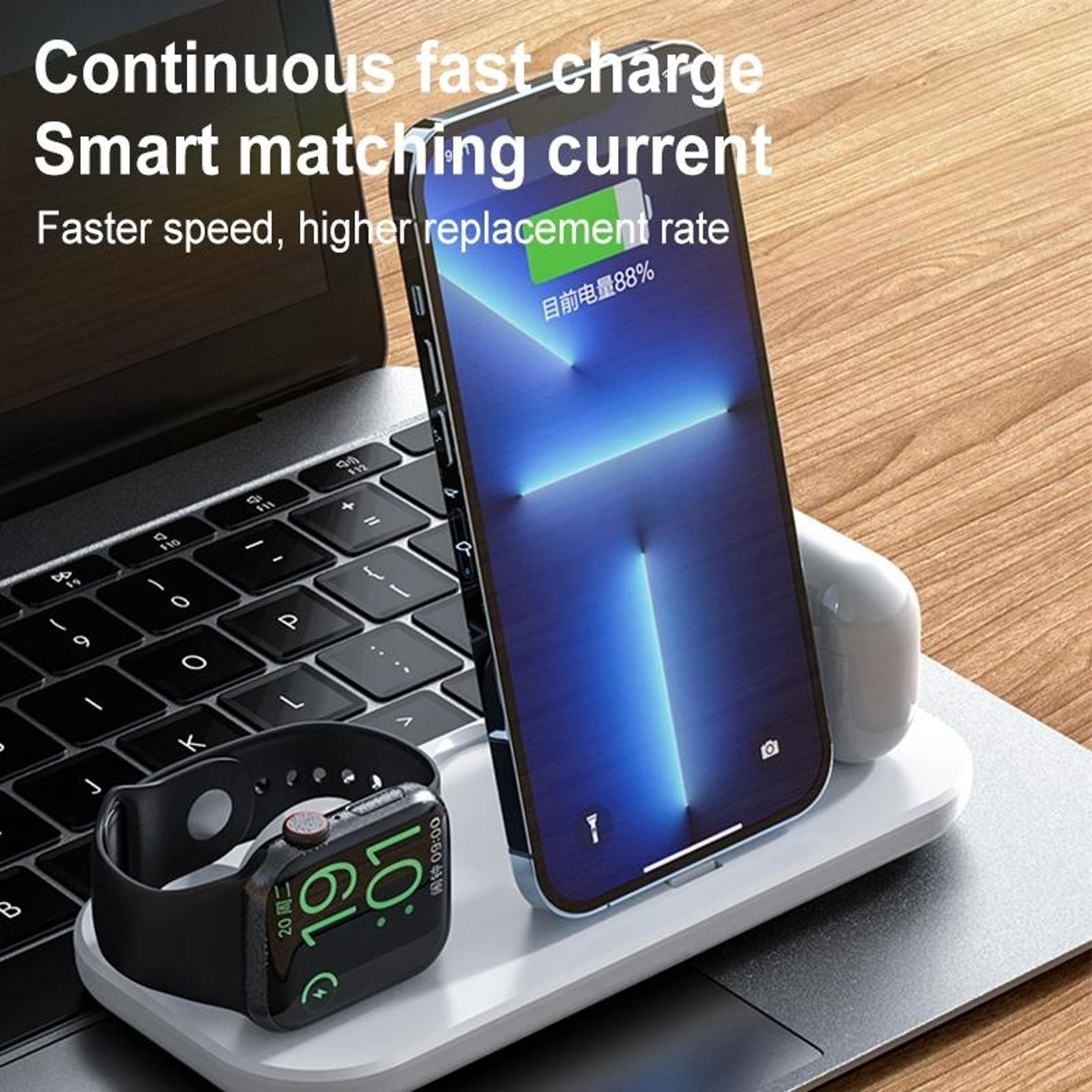 A32 3 In 1 Wireless Charger Fast Wireless Charging Station For IPhone Apple Watch AirPods Black 4
