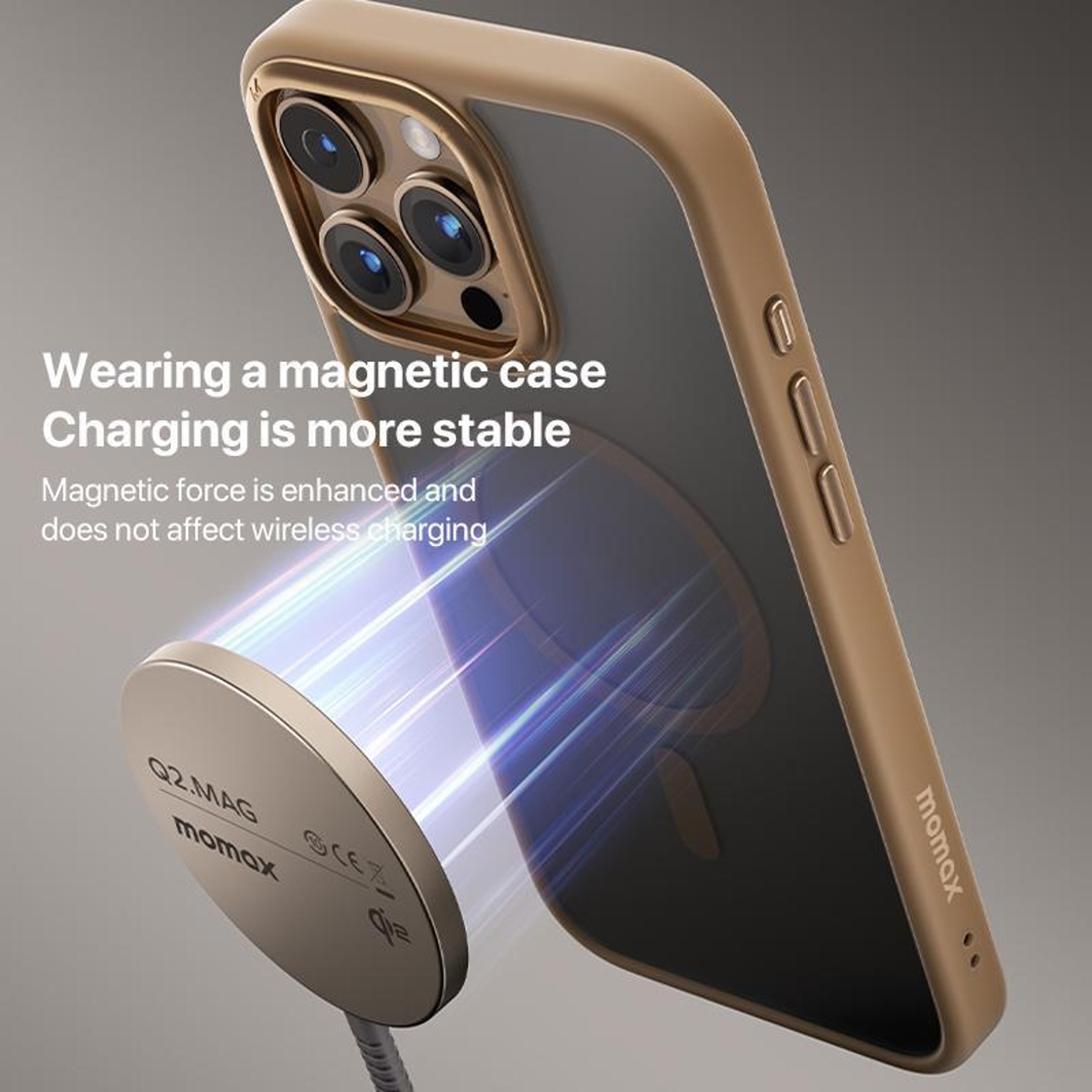 MOMAX Q2 Mag Qi2 Magnetic Wireless Charger 15W Portable MagSafe Compatible Charger Titanium Gold 8