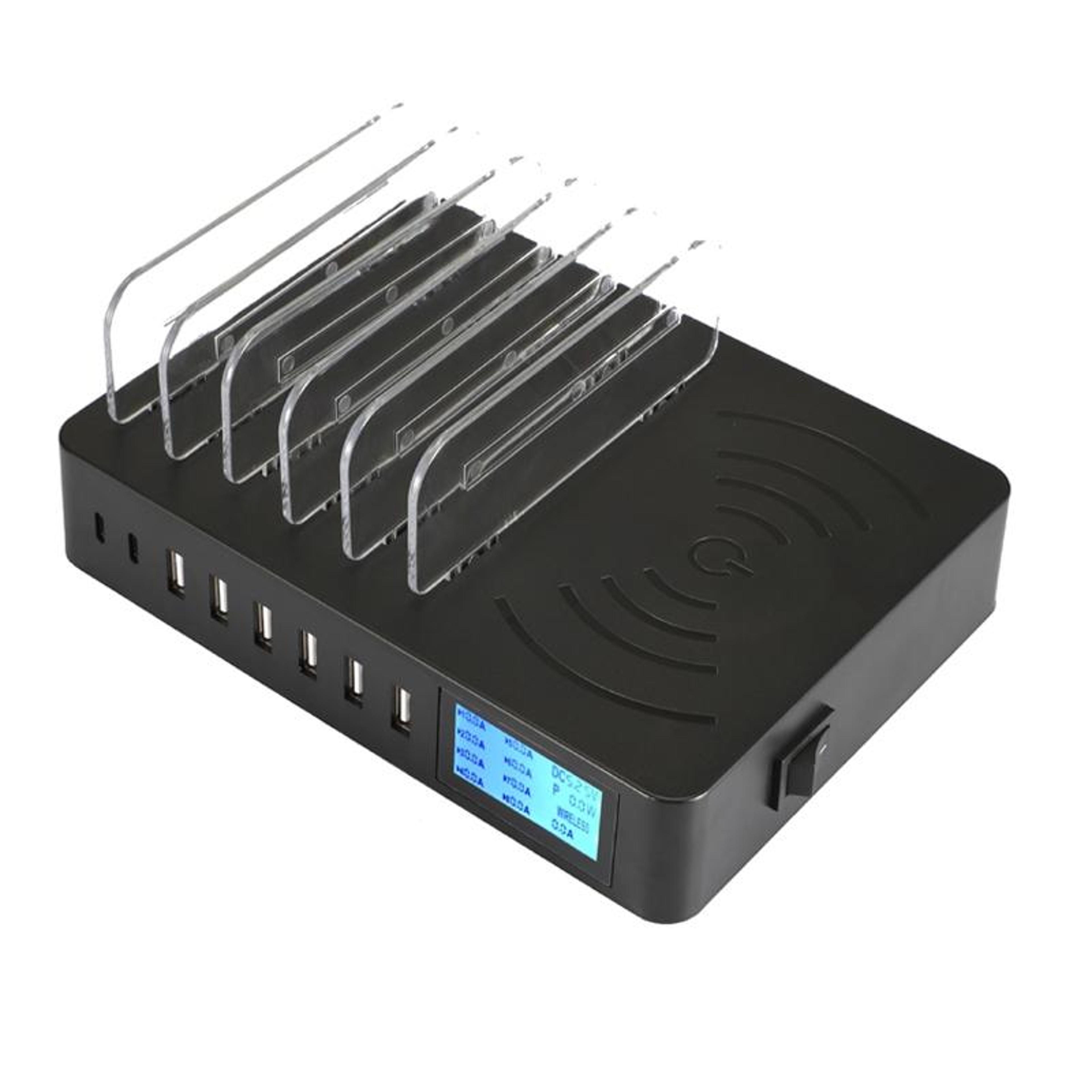 50W USB Charging Station With Wireless Charging 6 USB 2 USB C Ports LED Display Desktop Charging Do 1