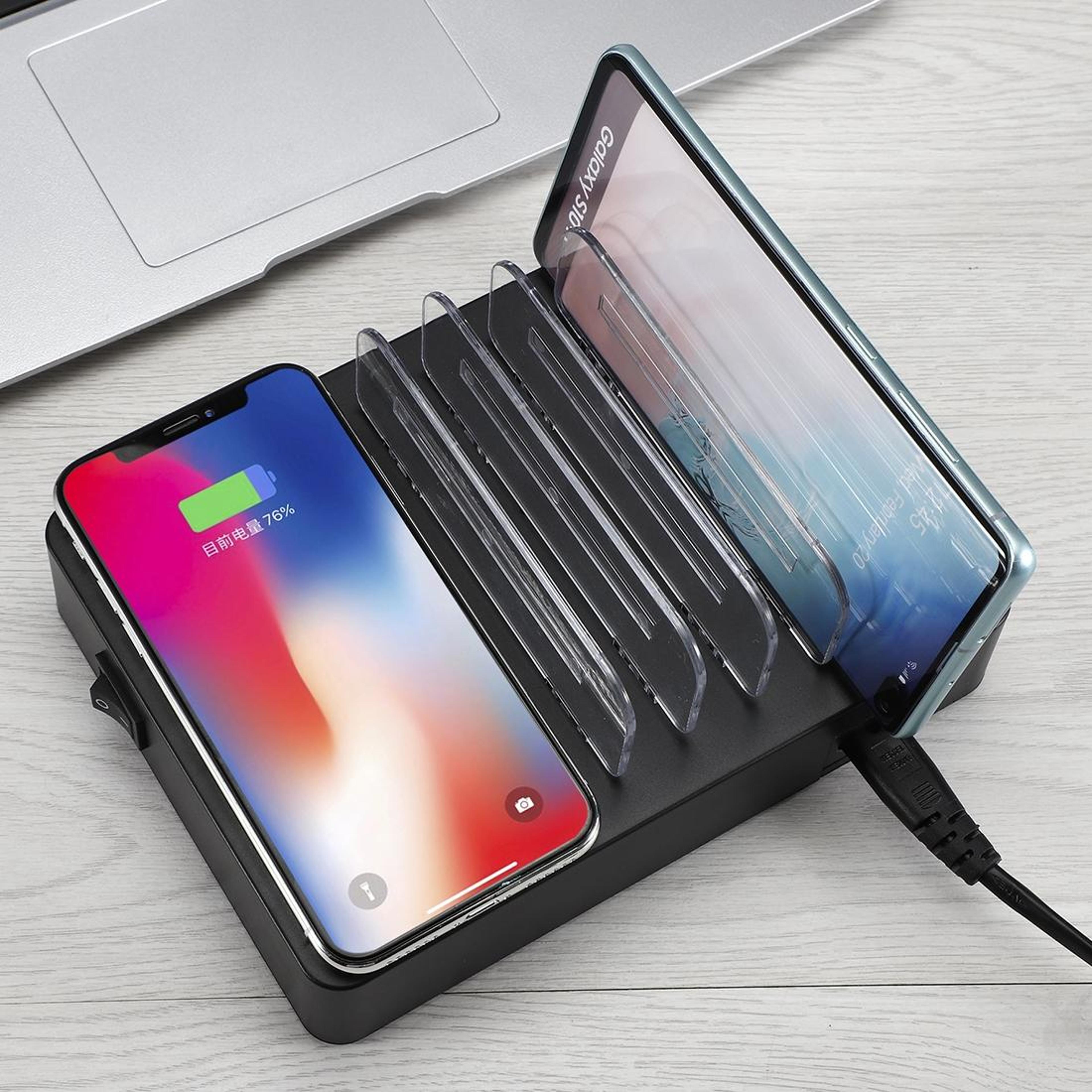 50W USB Charging Station With Wireless Charging 6 USB 2 USB C Ports LED Display Desktop Charging Do 3
